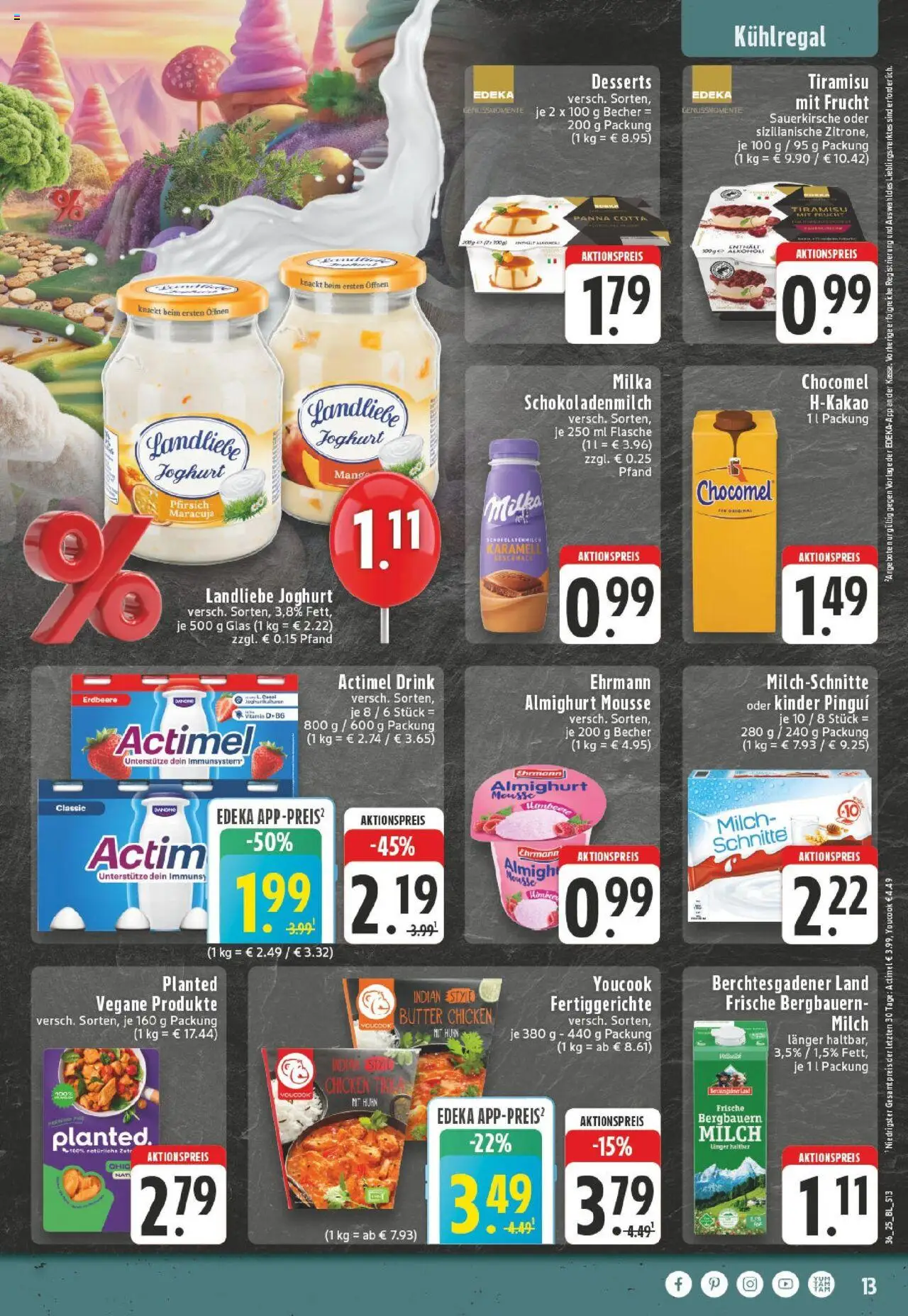 Edeka prospekt Emmerich	 – gültig ab 01.09.2025 | Seite: 13 | Produkte: Milch, Fertiggerichte, Pfirsich, Landliebe joghurt