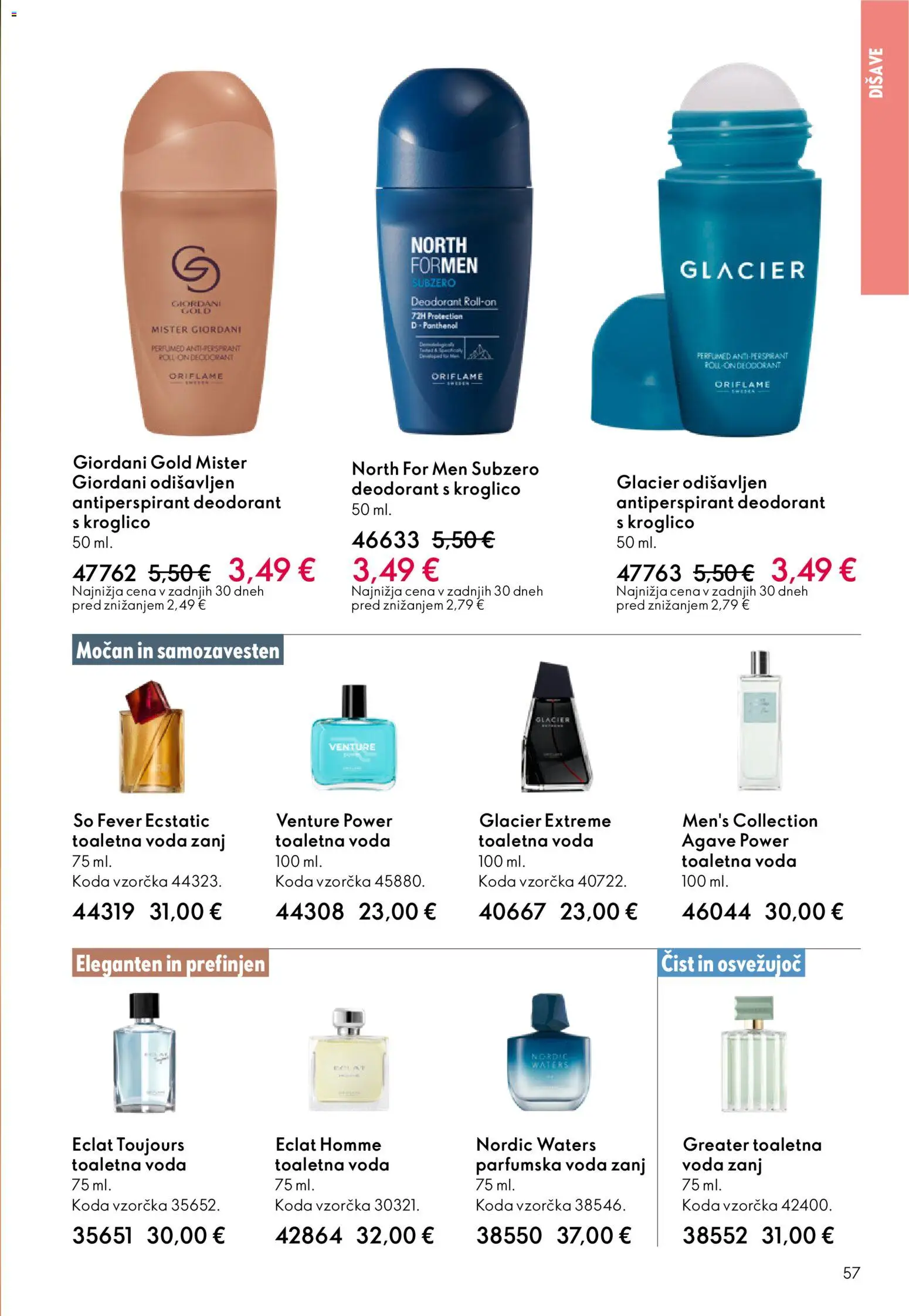 Novi Oriflame katalog ponudbe – veljaven od 11.03.2026 | Stran: 57 | Izdelki: Deodorant, Antiperspirant, Voda, Parfumska voda