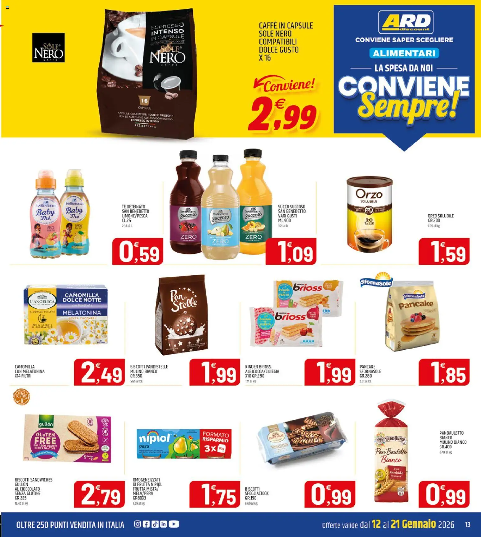 Volantino ARD Discount del 12.01.2026 | Pagina: 13 | Prodotti: Caffè, Tè, Pera, Caffe in capsule