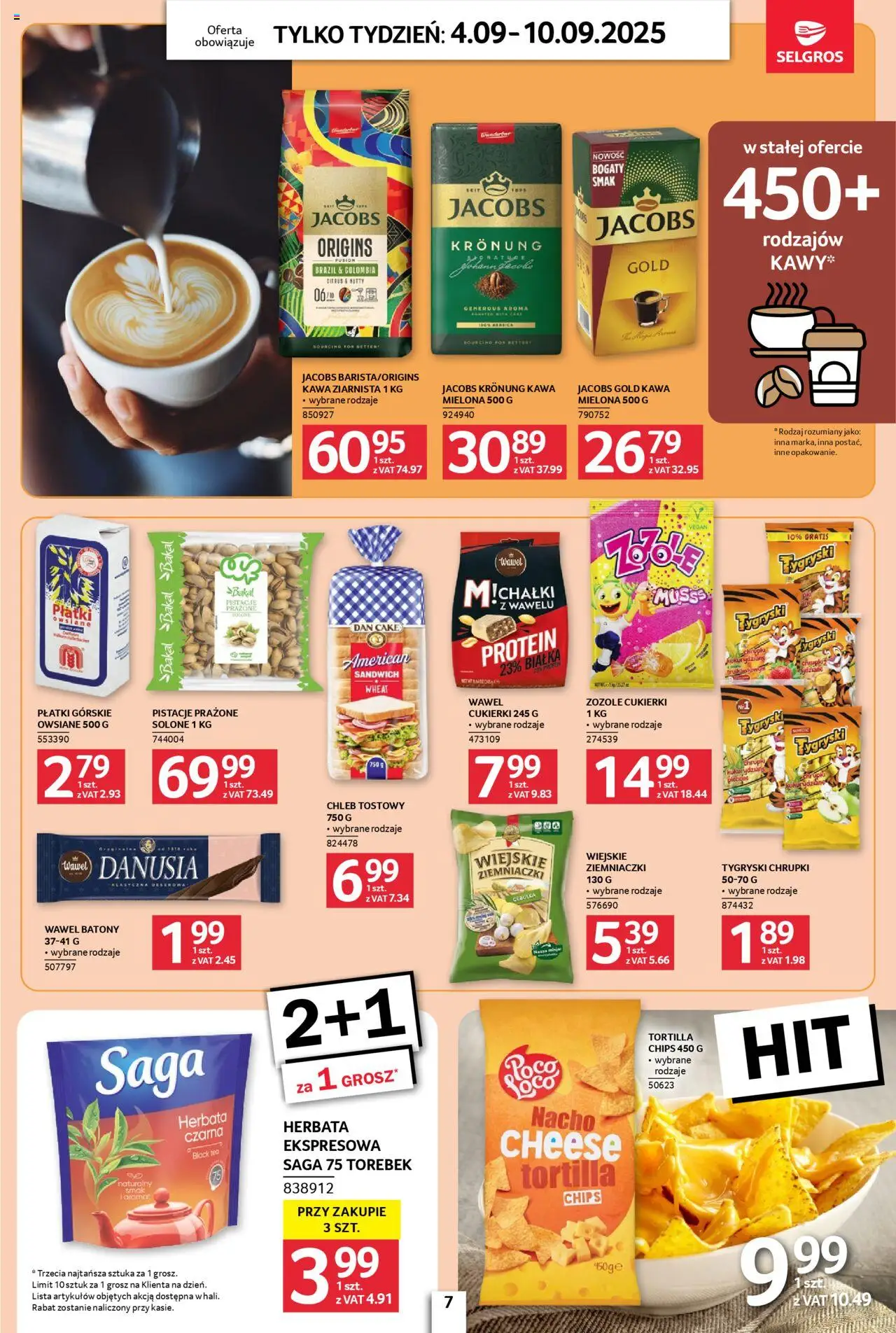 Selgros cash&carry Gazetka - Jeszcze więcej super promocji od 04.09.2025 | Strona: 7 | Produkty: Kawa jacobs, Chleb tostowy, Herbata, Płatki