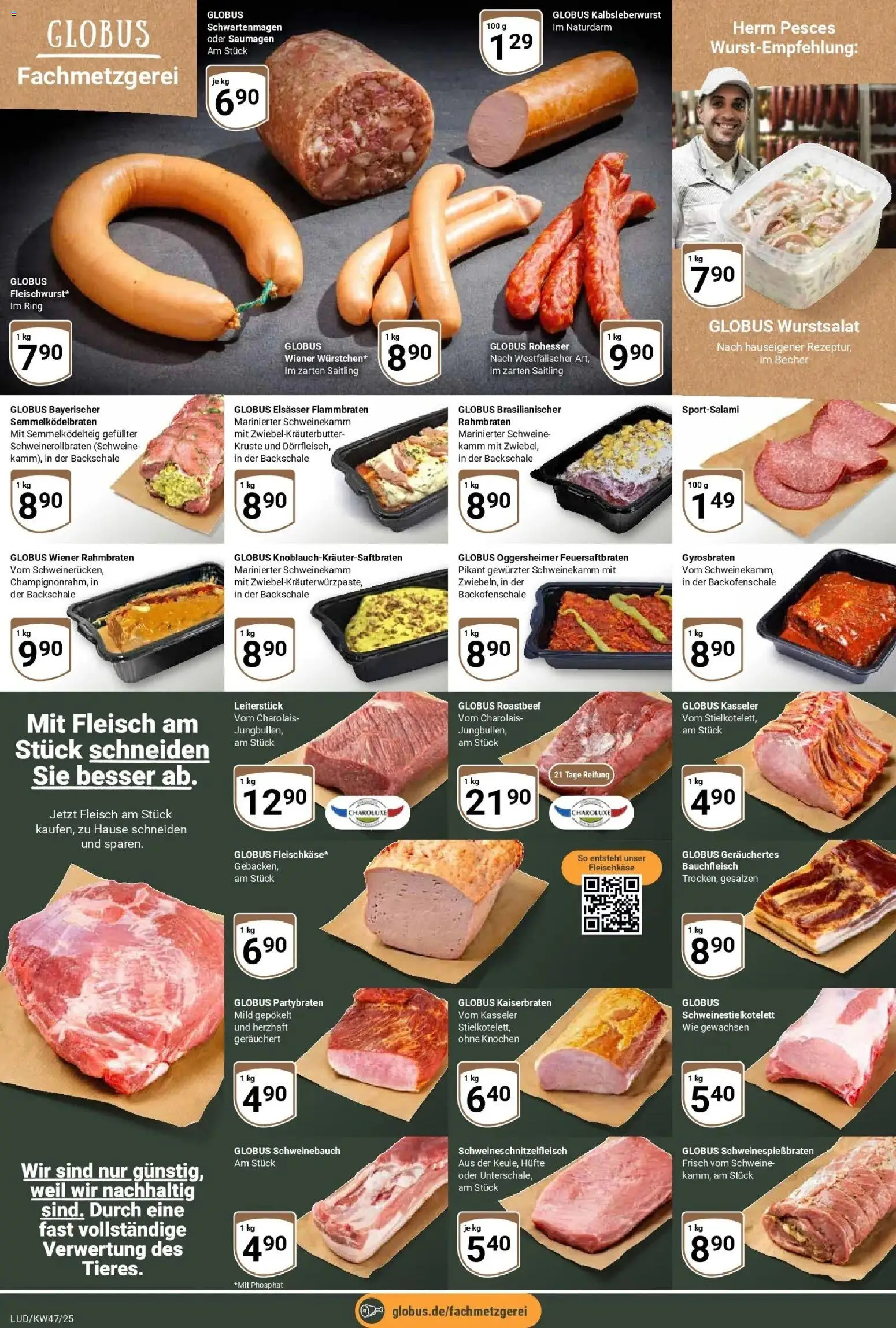 Globus prospekt Ludwigshafen-Oggersheim	 (ab 17.11.2025) » Angebote online | Seite: 9 | Produkte: Schweinebauch, Roastbeef, Fleisch