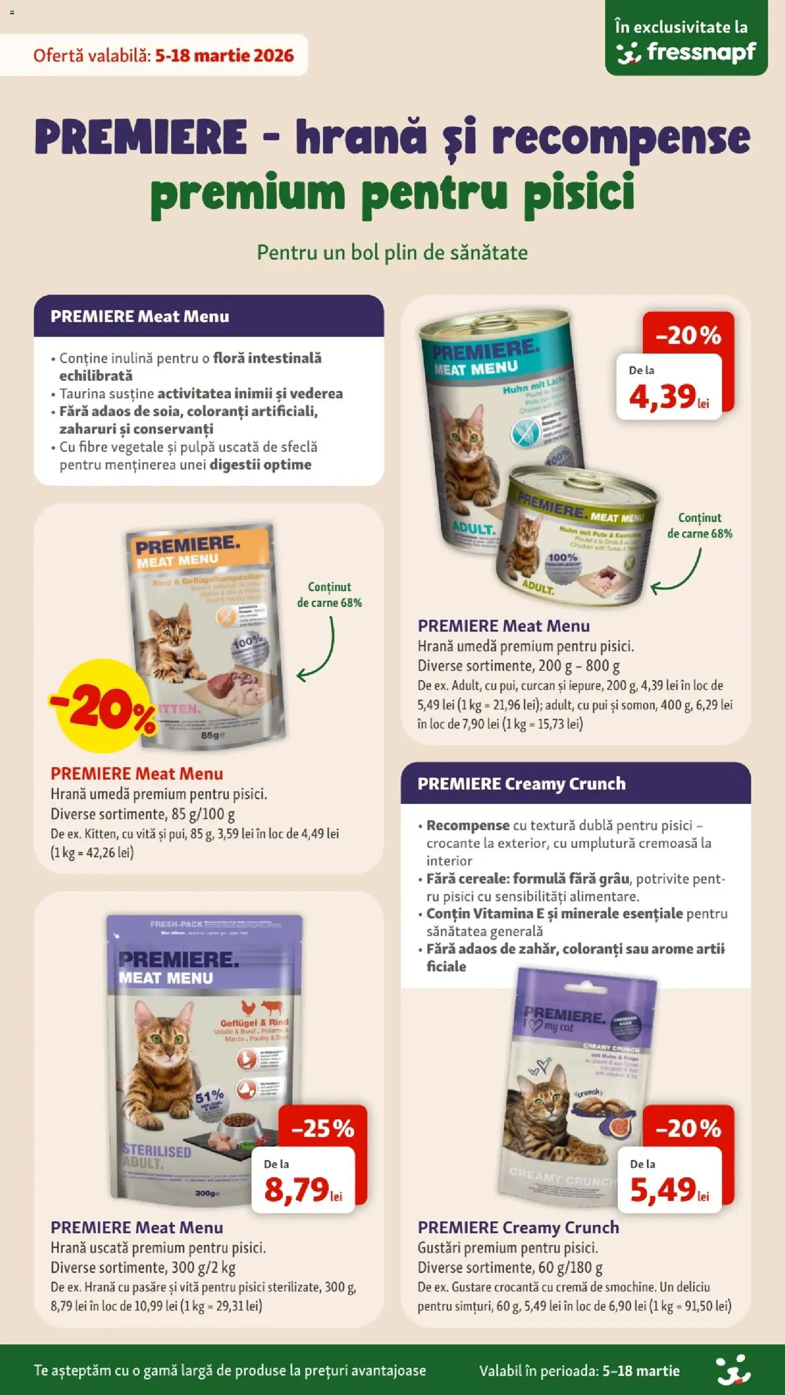 Noul catalog Fressnapf – valabil de la 05.03.2026 | Pagină: 14 | Produse: Bol, Hacıyatmaz Kedi Oyuncağı, Cereale, Sfeclă