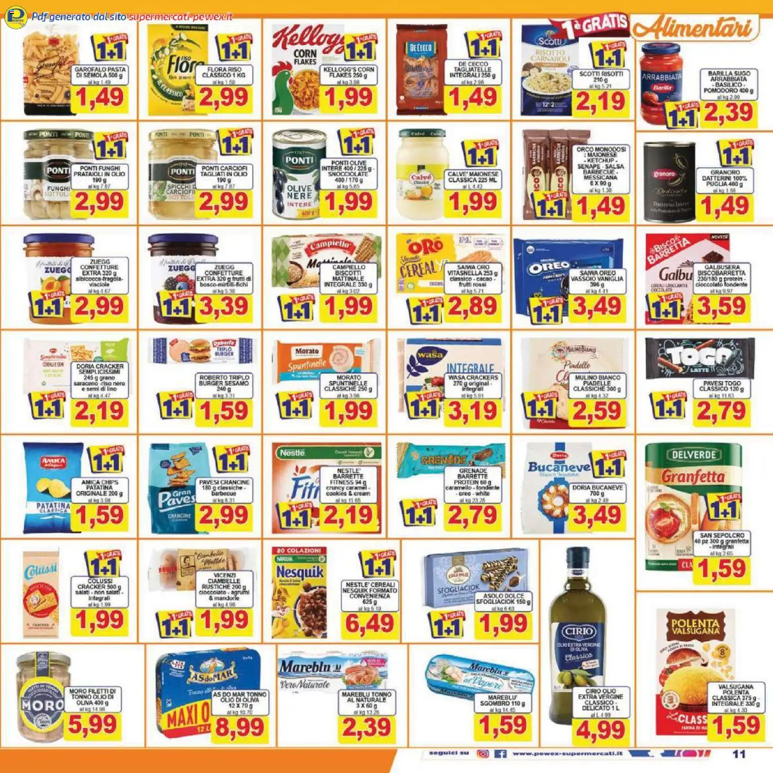 Volantino Pewex del 13.02.2026 | Pagina: 11 | Prodotti: Tagliatelle, Biscotti, Basilico, Sgombro