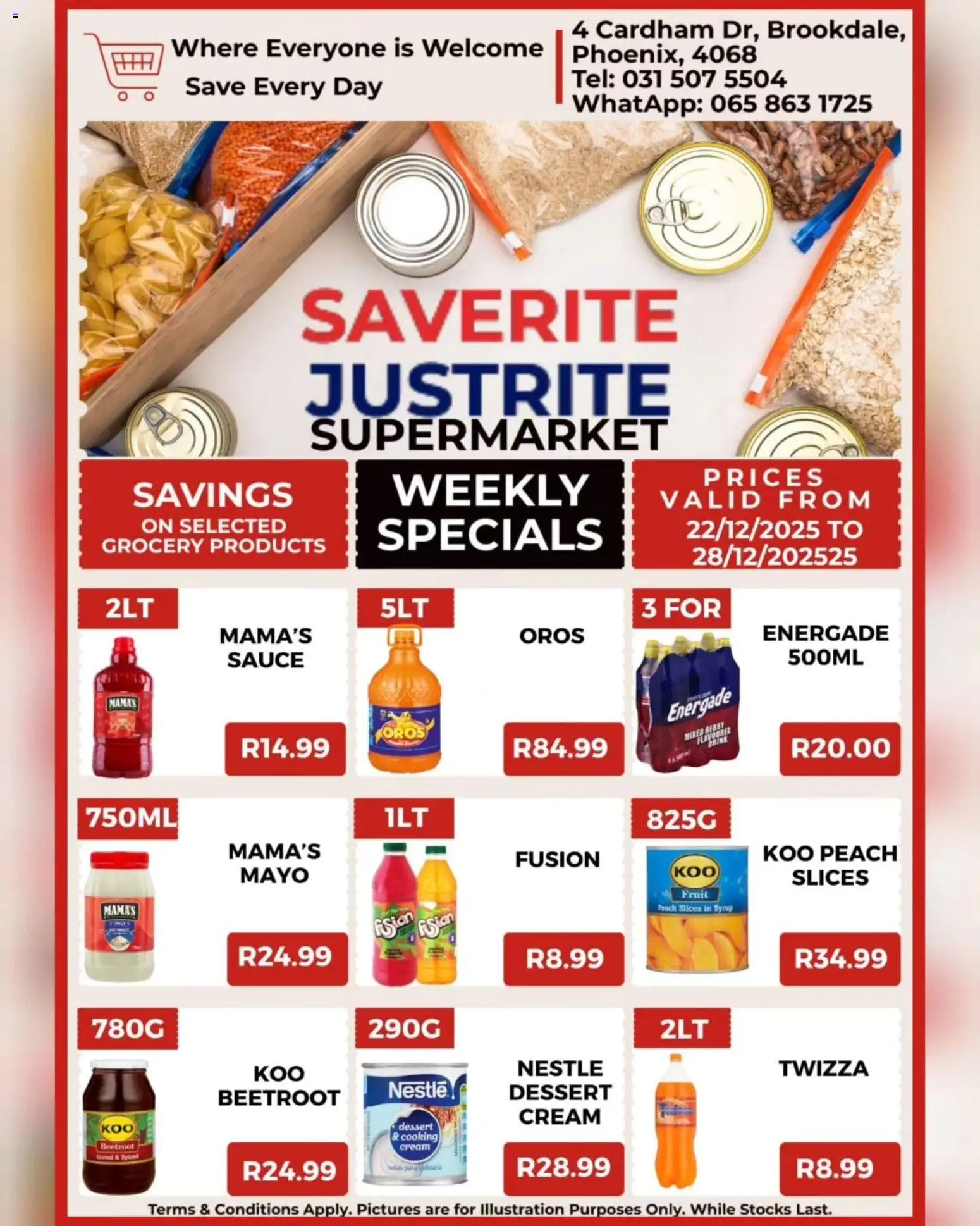 New Saverite catalogue – valid from 22.12.2025 | Page: 2 | Products: Cream, Syrup, Fruit, Peach