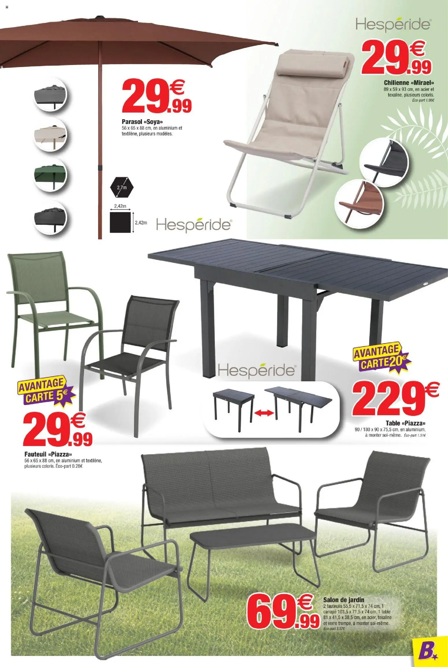 {H1} | Page: 5 | Produits: Salon de jardin, Table, Chilienne, Parasol