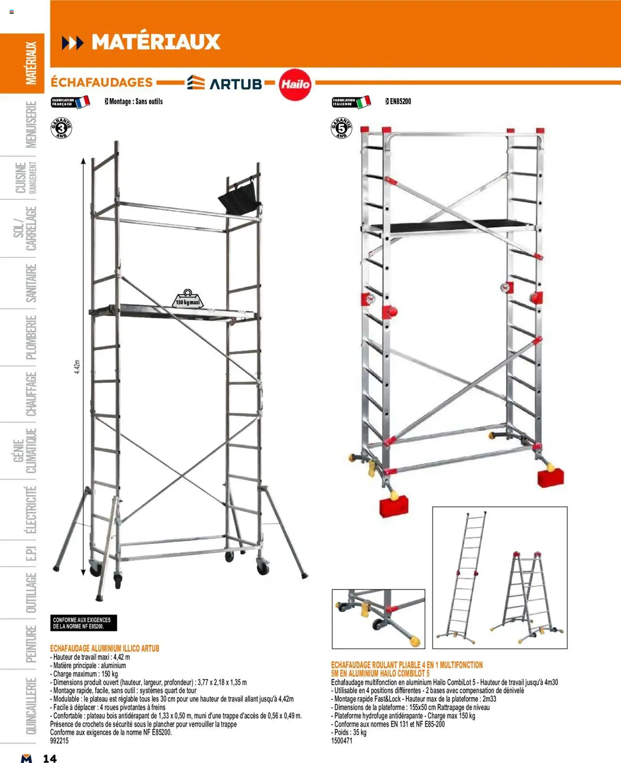  | Page: 14 | Produits: Plateau, Échafaudage, Poids