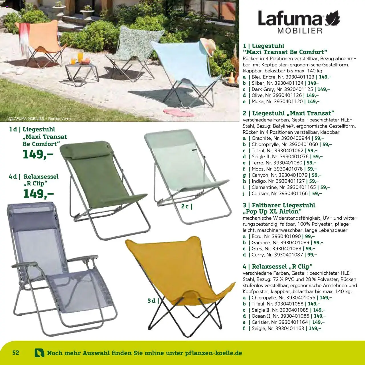 Pflanzen-Kölle Gartenmöbel Katalog 2025 – gültig ab 22.01.2025 | Seite: 52 | Produkte: Relaxsessel, Liegestuhl