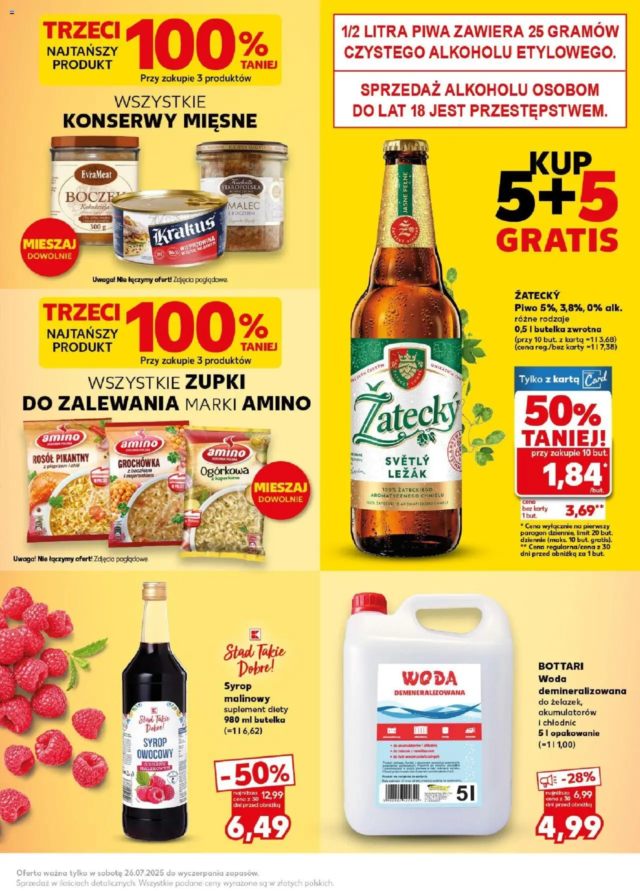Kaufland gazetka - Super Sobota od 26.07.2025 | Strona: 3 | Produkty: Syrop, Leżak, Piwo, Woda