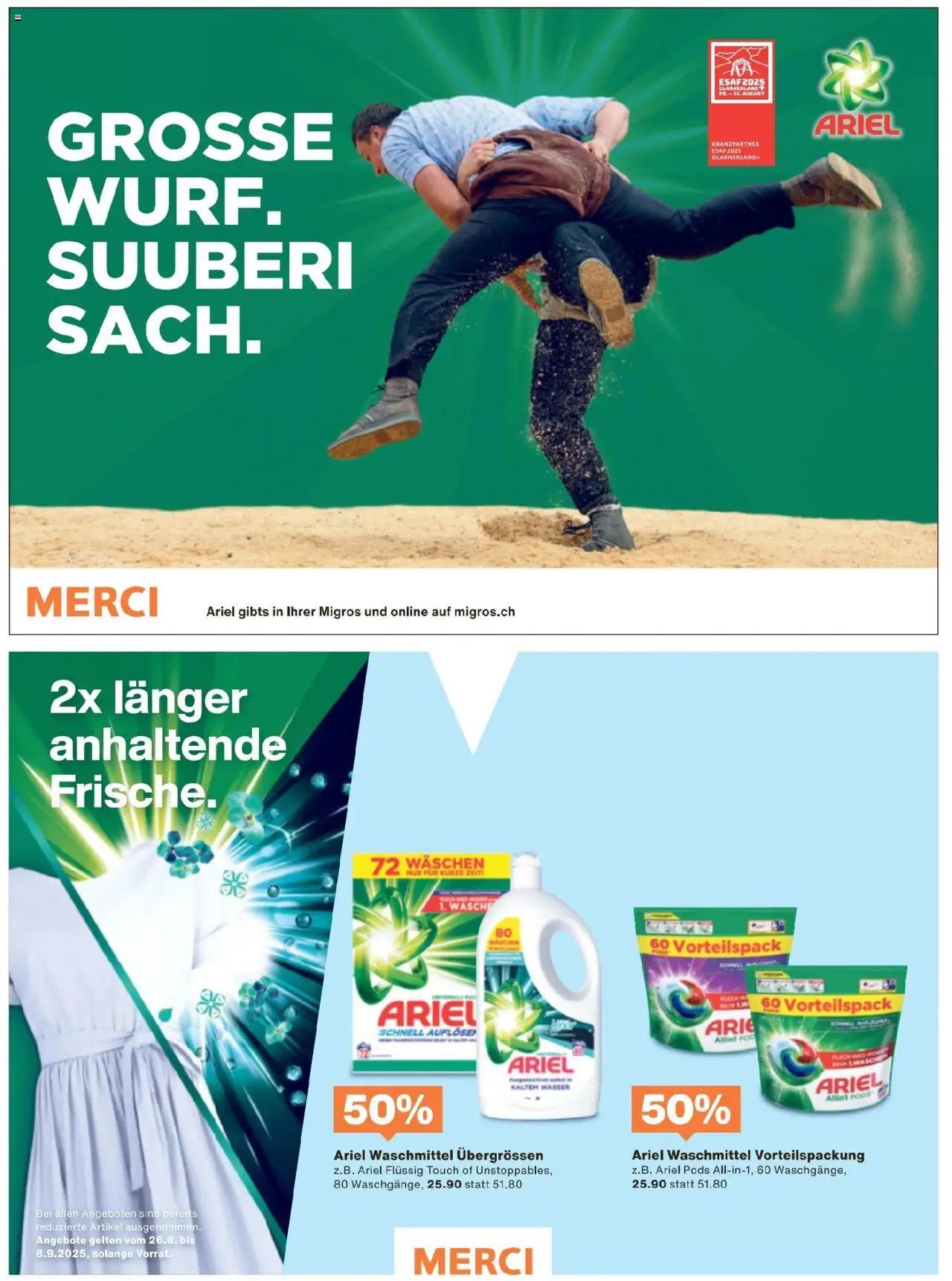 Migros - Magazin ab 25.08.2025 | Seite: 31 | Produkte: Waschmittel, Wasser