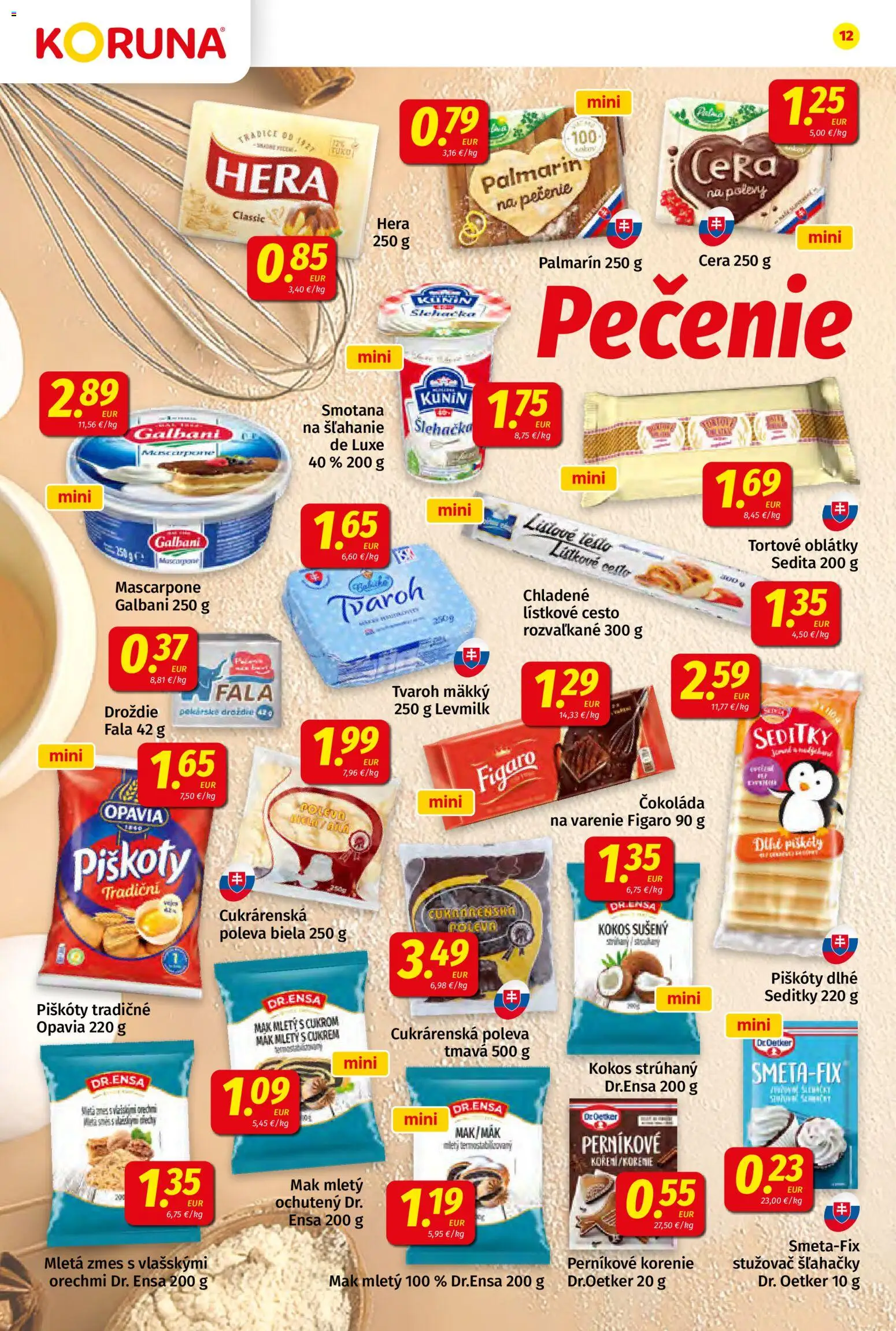 Nové Koruna akcie – leták je platný od 20.03.2026 | Strana: 12 | Produkty: Smotana, Čokoláda, Lístkové cesto, Tvaroh