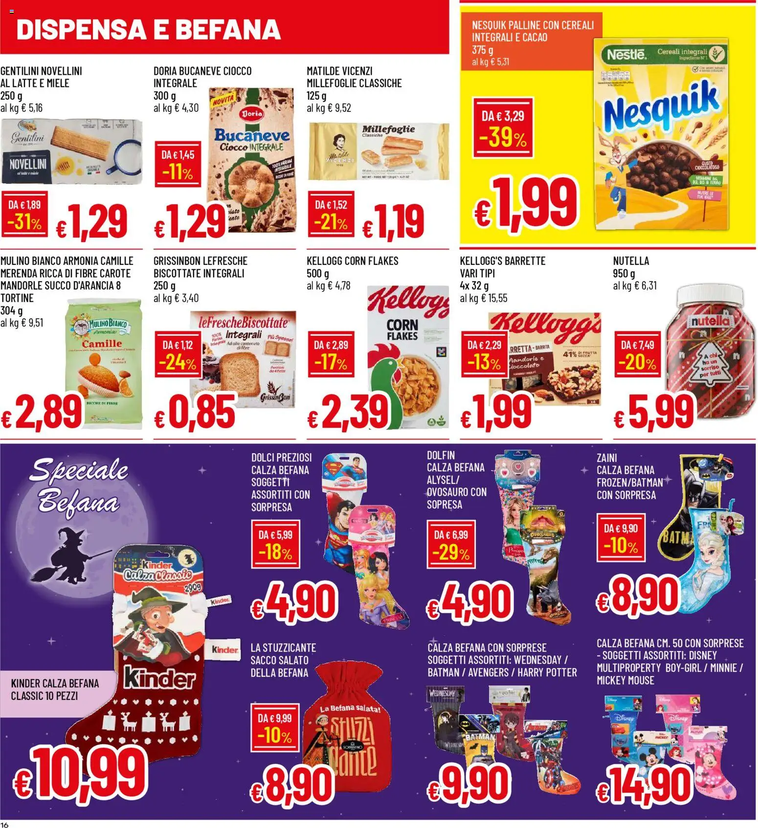 Volantino Galassia del 02.01.2026 | Pagina: 16 | Prodotti: Cioccolato, Carote, Farina, Nutella