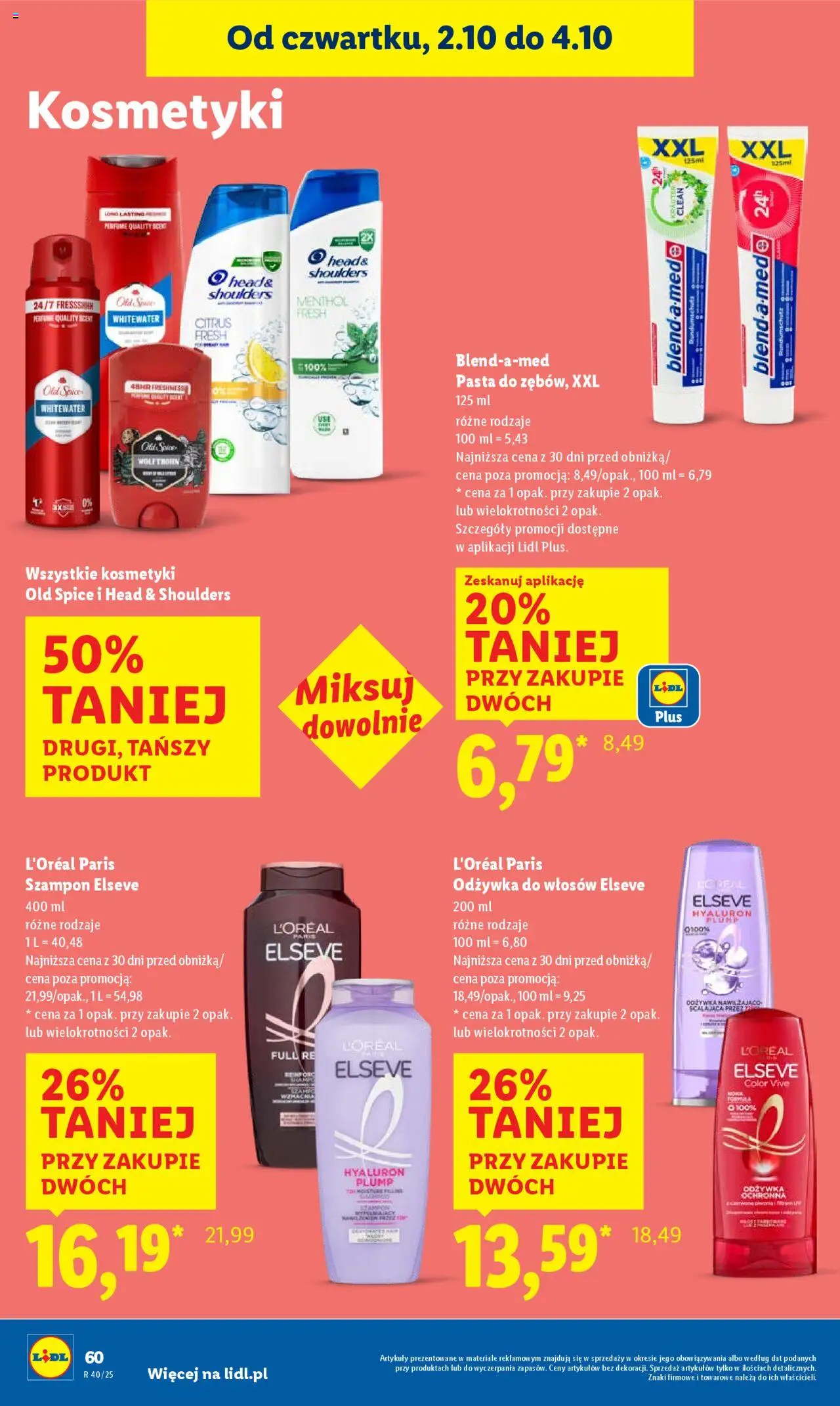Lidl Gazetka od 02.10.2025 | Strona: 64 | Produkty: Kosmetyki, Szampon, Odżywka do włosów, Old spice