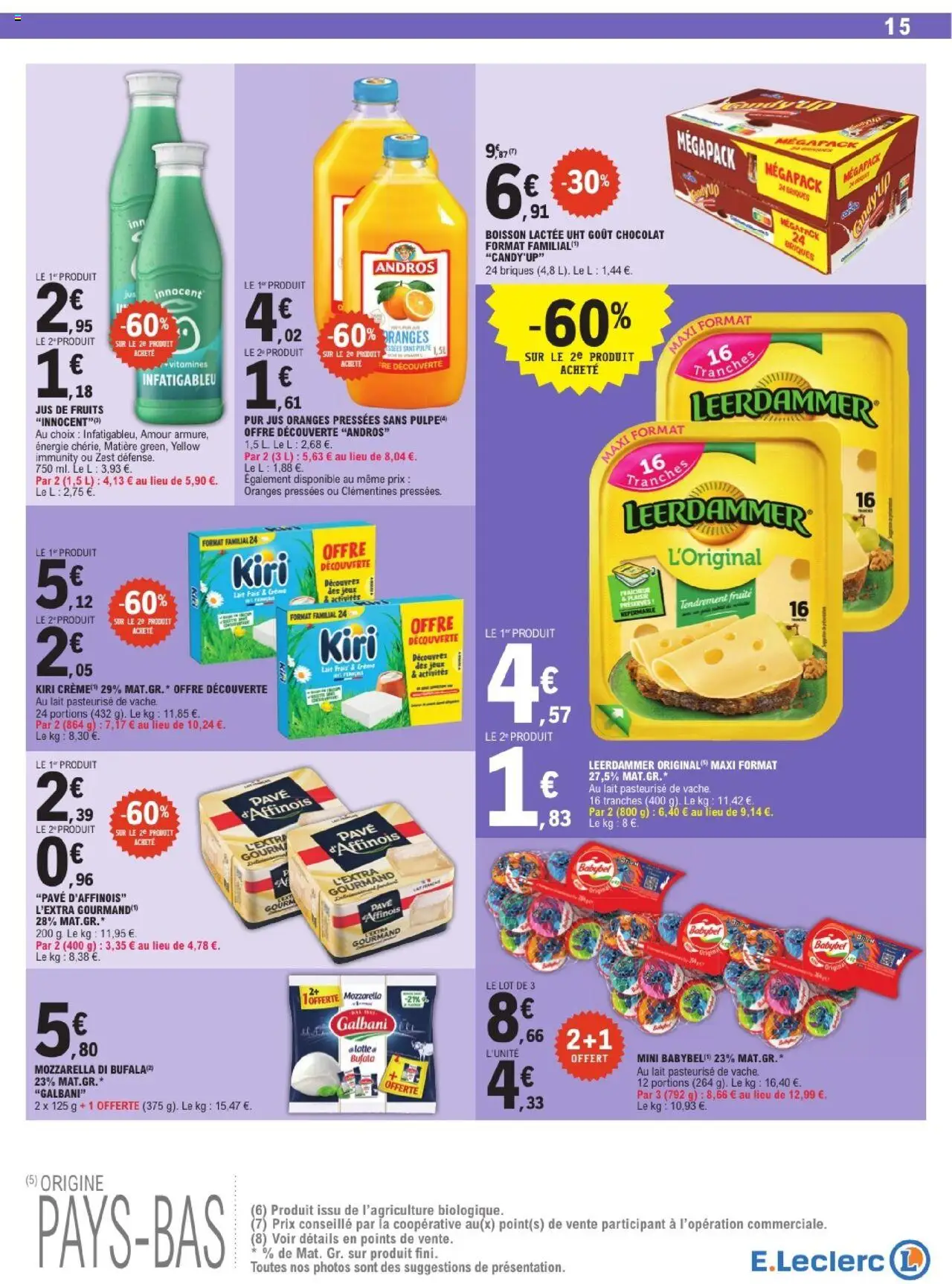  | Page: 15 | Produits: Orange, Mini Babybel, Chocolat, Jus