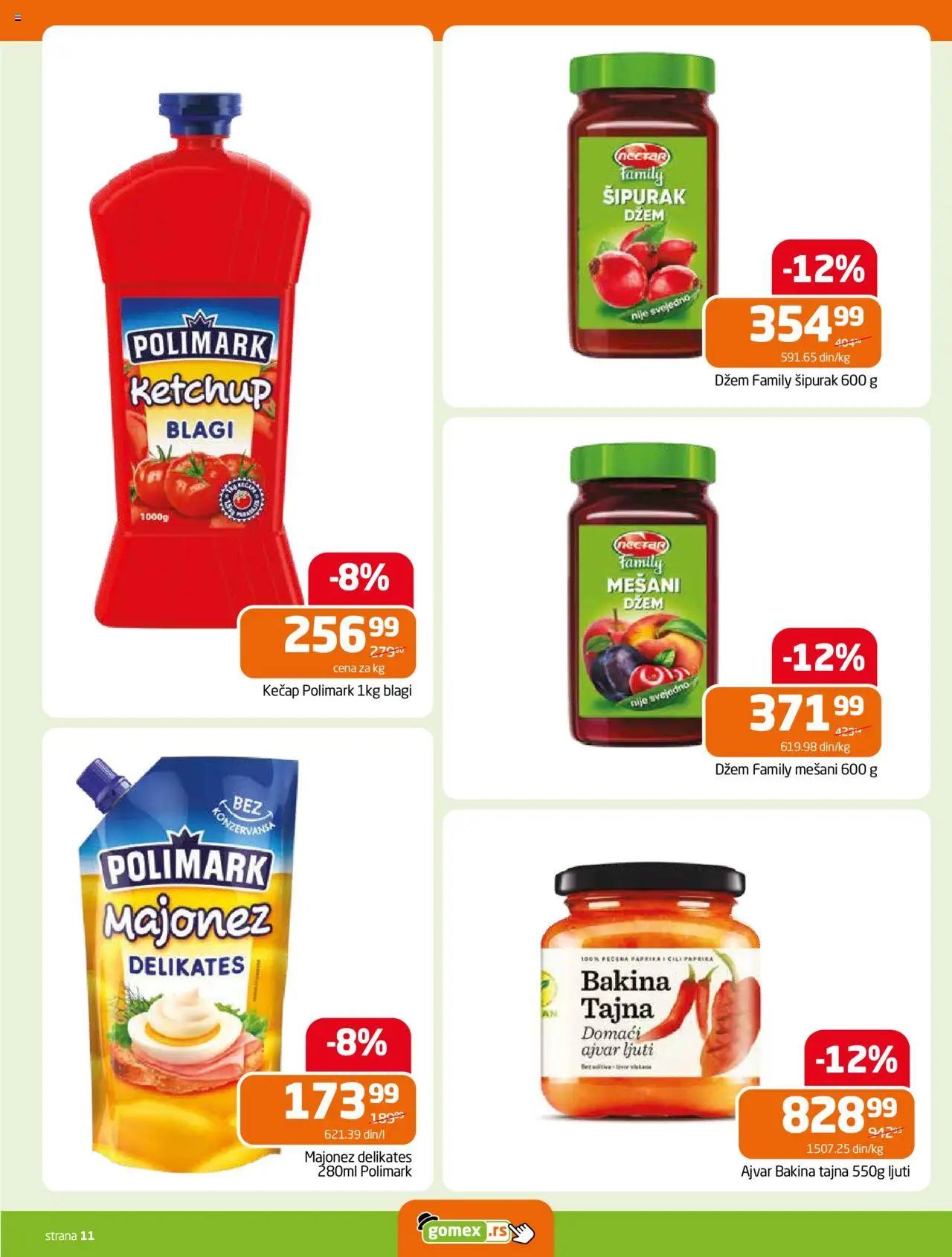 Gomex katalog - važi od 10.09.2025 | Strana: 11 | Proizvode: Majonez, Ajvar, Pečena paprika, Dzem