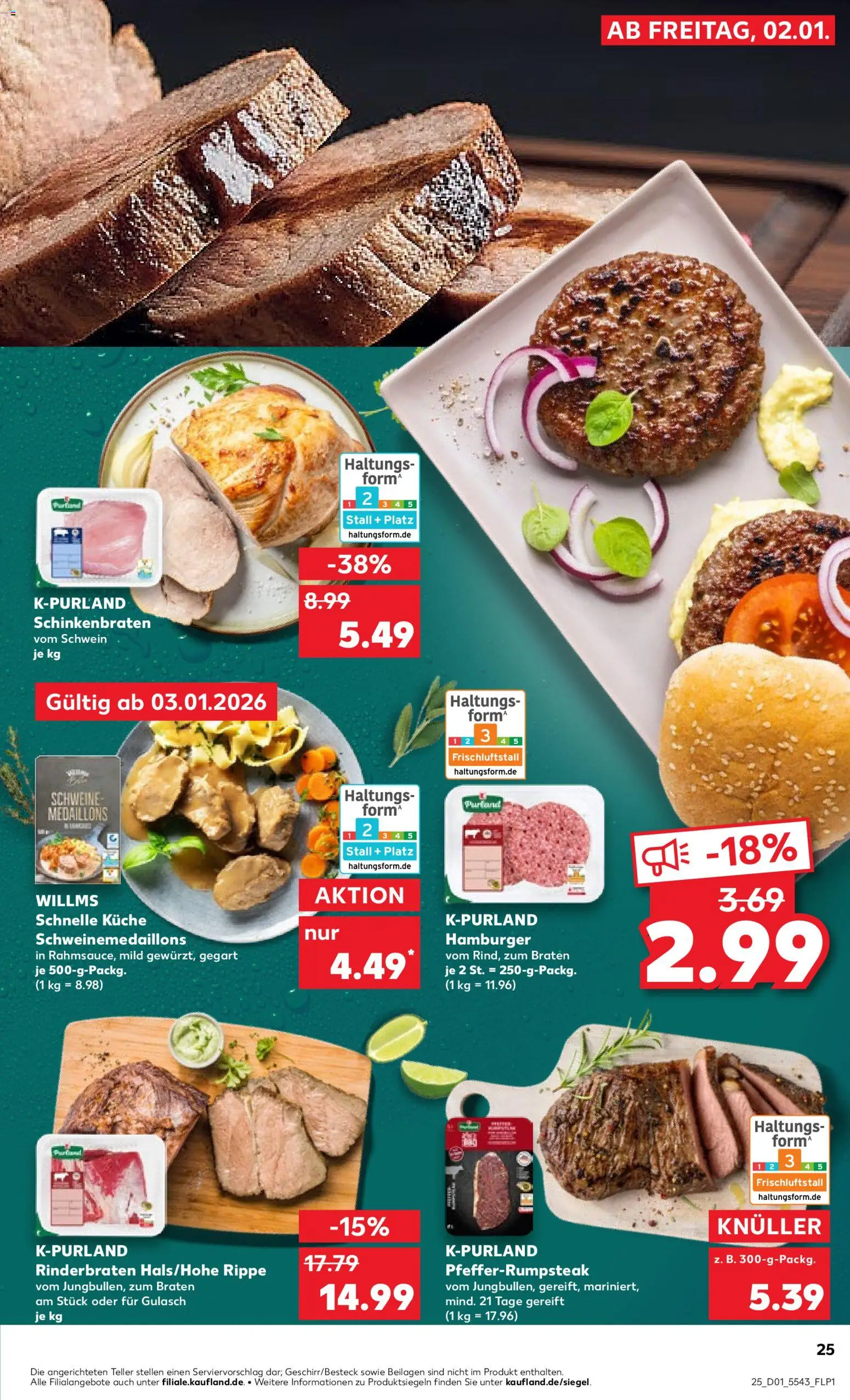 Kaufland prospekt Köln	 – gültig ab 02.01.2026 | Seite: 25 | Produkte: Rinderbraten, Burger, Gulasch, Steak