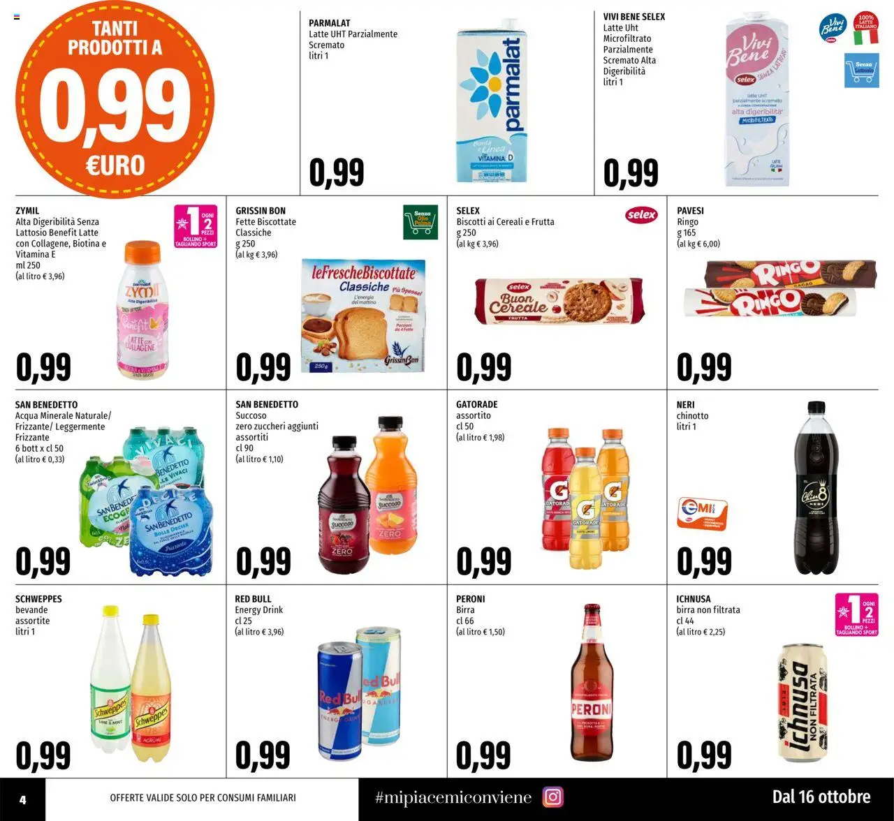 Volantino EMI del 16.10.2025 | Pagina: 4 | Prodotti: Biscotti, Acqua, Red Bull, Fette biscottate