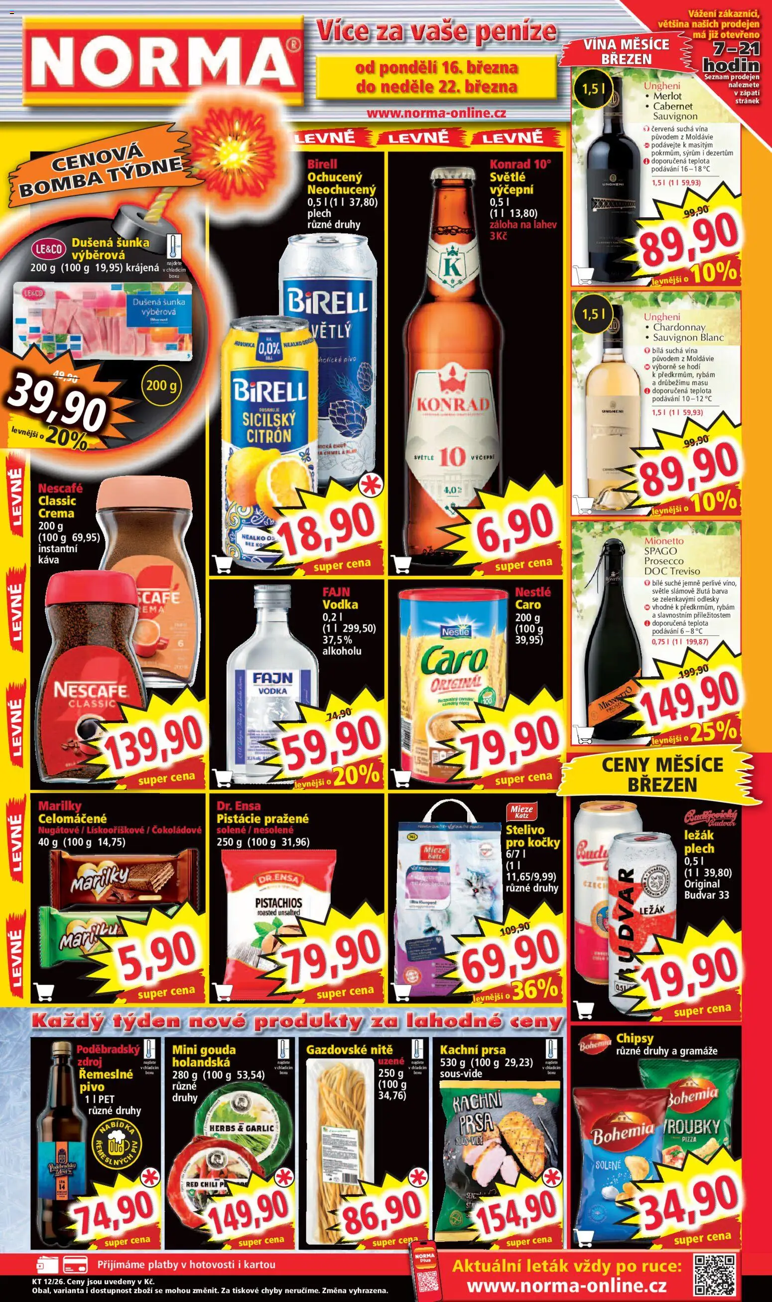 Norma leták od 16.03.2026 | Strana: 1 | Produkty: Pizza, Plech, Crema, Chipsy