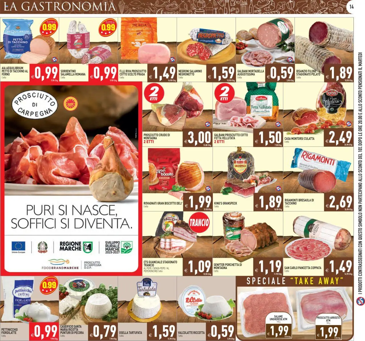 Volantino PIM Supermercati del 25.07.2025 | Pagina: 14 | Prodotti: Bresaola, Mortadella, Ricotta, Forno