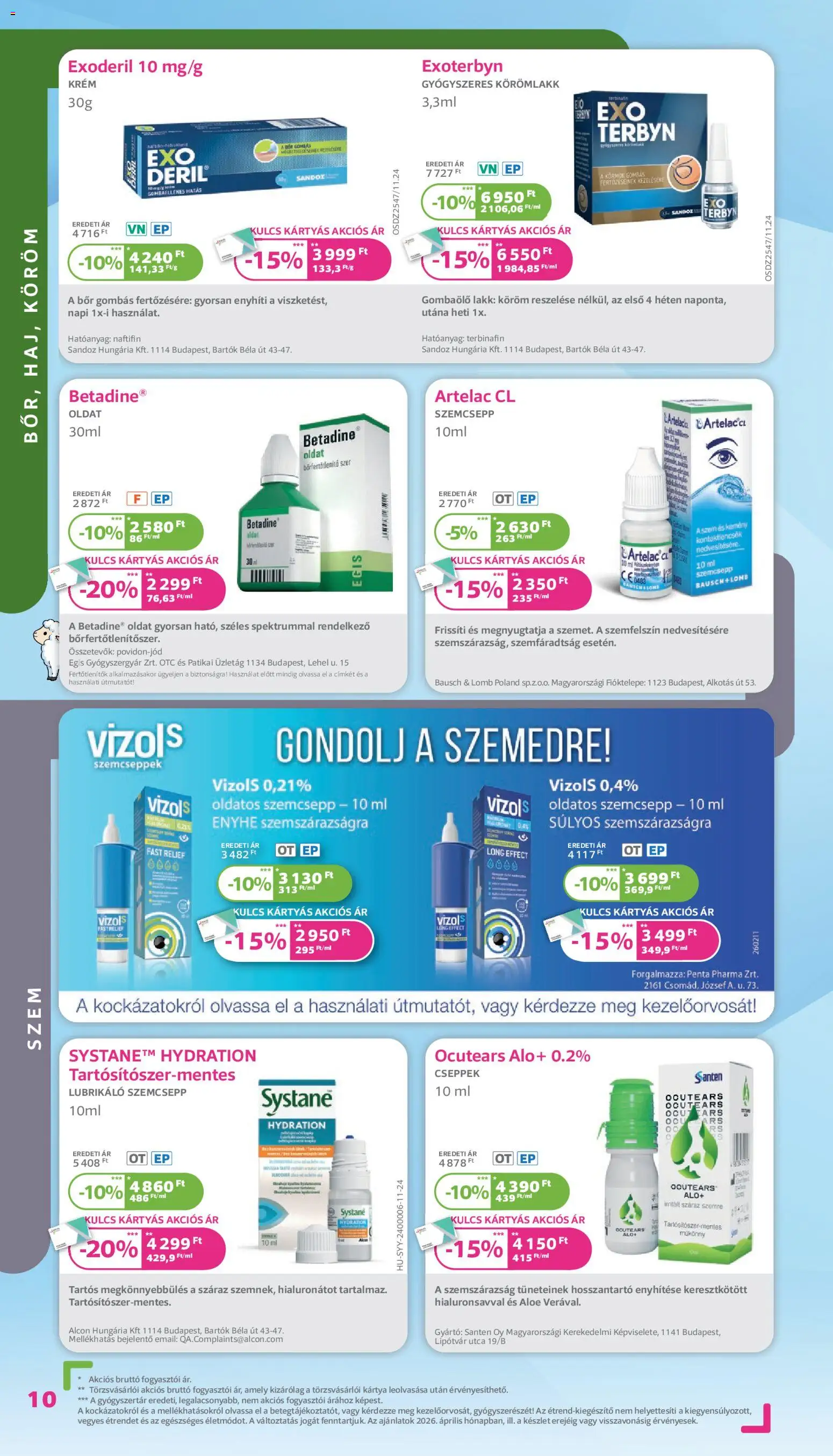 Kulcs Patika akciós ujság - amely érvényes a következő dátumtól: 01.04.2026 | Oldal: 10 | Termékek: Körömlakk, Bor