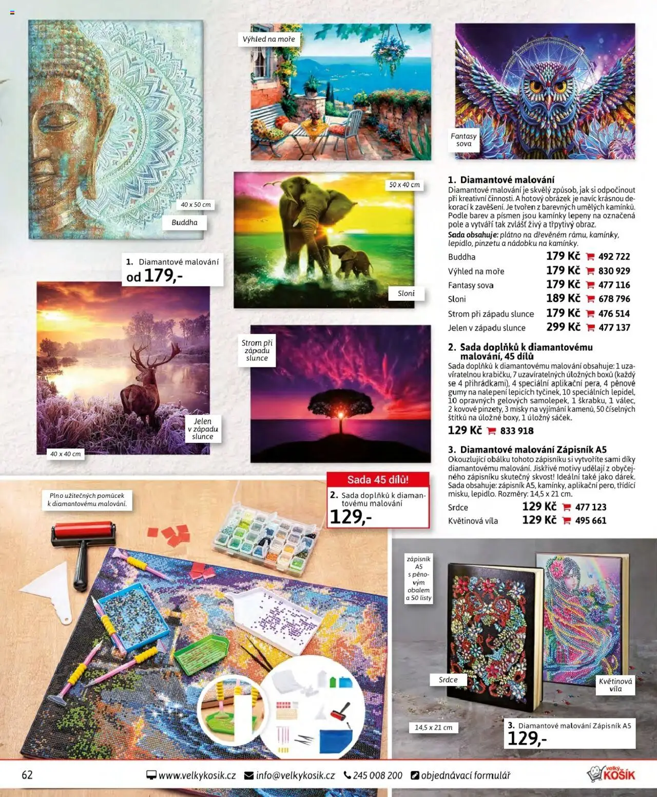 Velký Košík katalog - srpen od 01.08.2025 | Strana: 62 | Produkty: Sova, Košík, Zápisník, Jelen