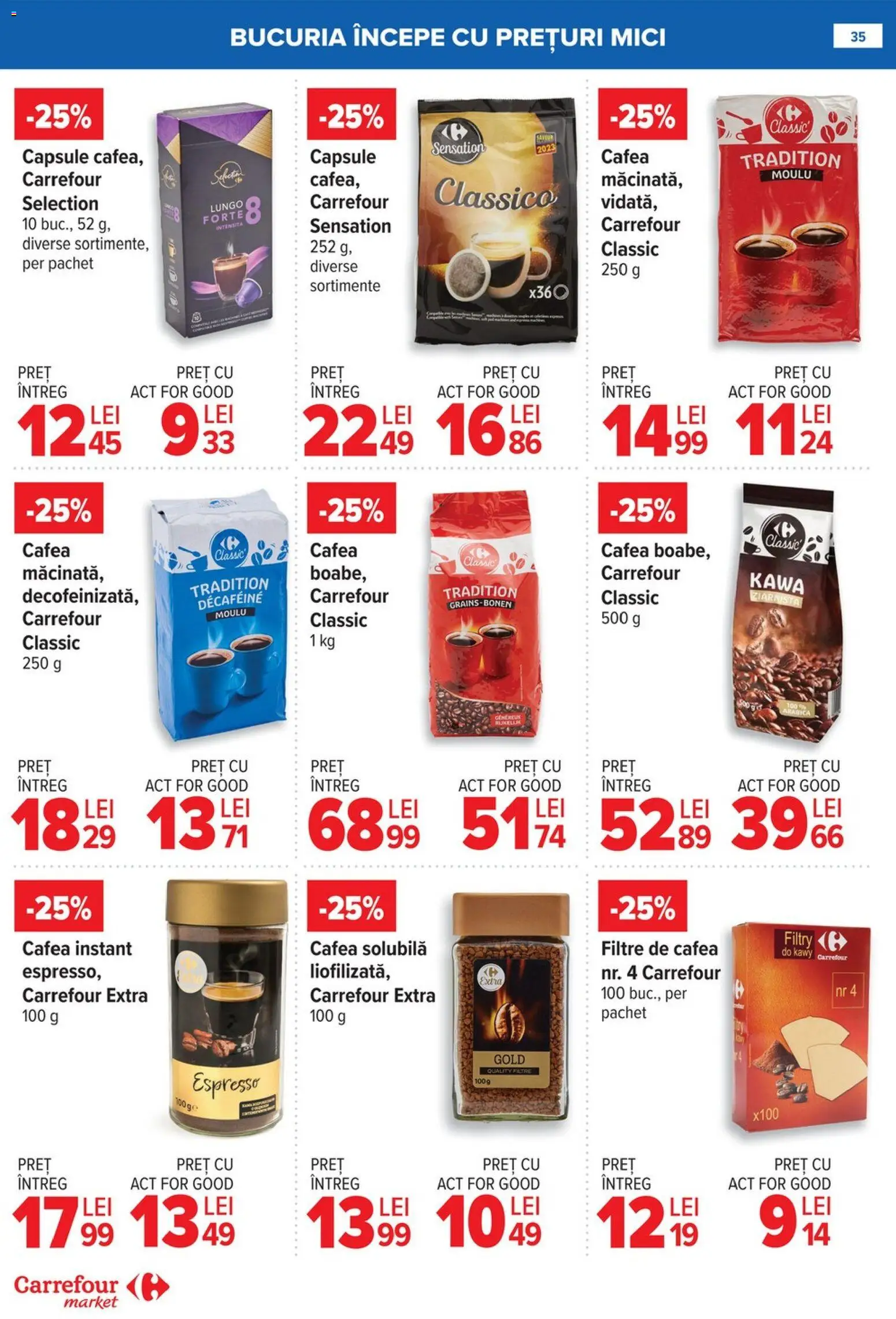 Noul catalog Carrefour – valabil de la 08.01.2026 | Pagină: 35 | Produse: Mici, Cafea