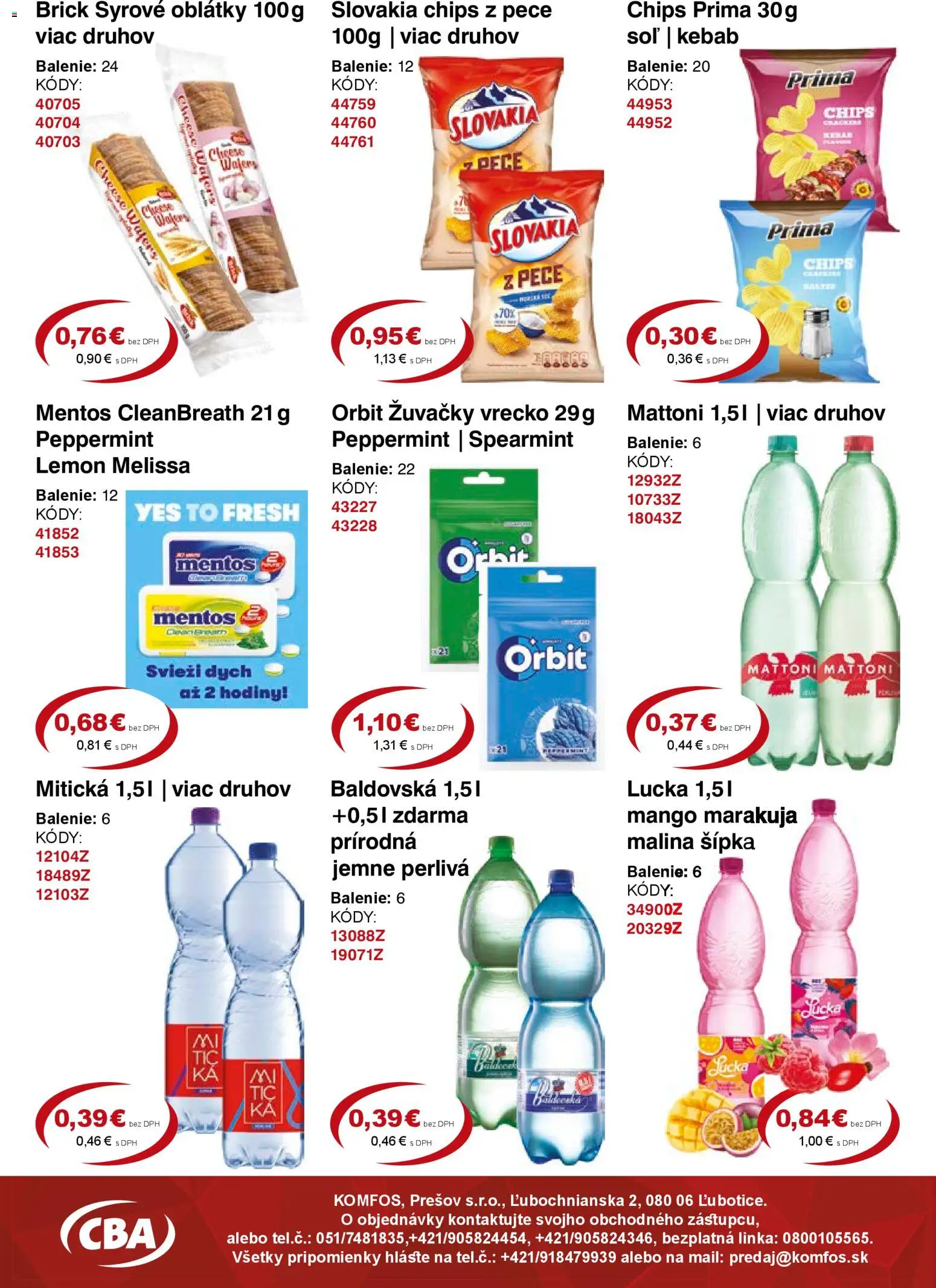Nové CBA Komfos akcie – leták je platný od 23.10.2025 | Strana: 8 | Produkty: Hodiny, Soľ, Mitická, Mango