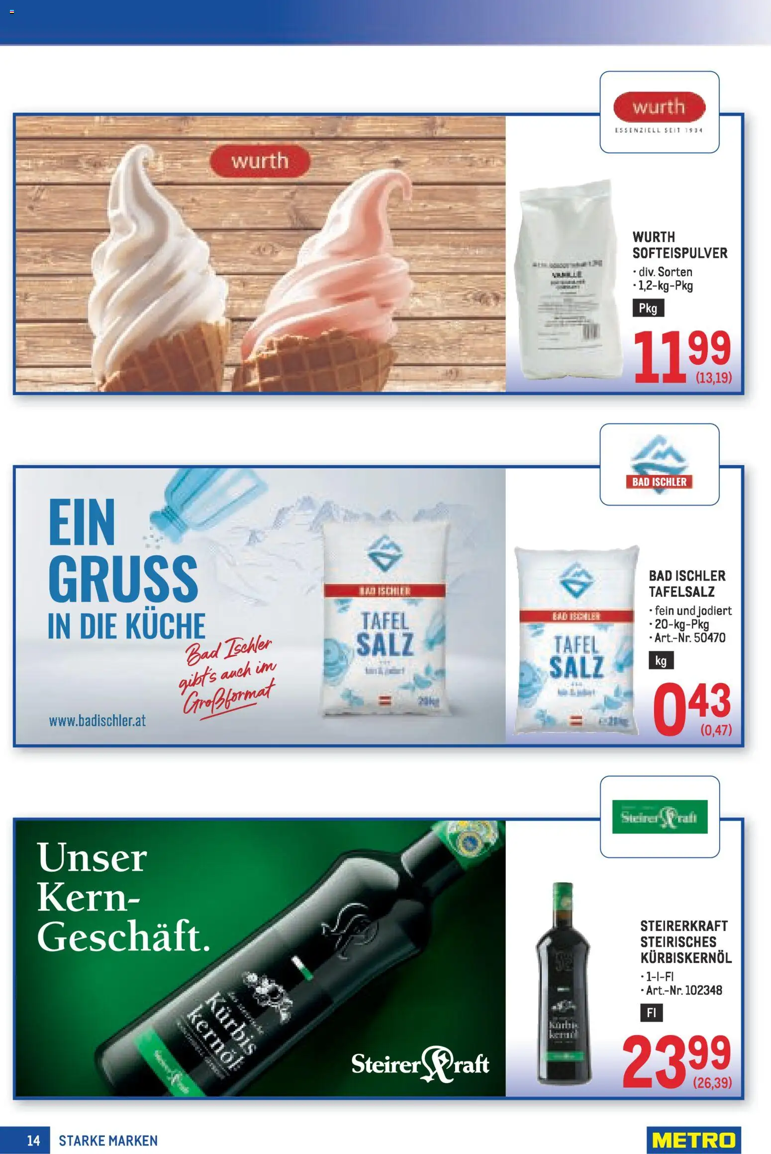 Metro angebote Starke Marken gültig ab 30.04.2026 | Seite: 14 | Produkte: Salz, Kürbis, Bad