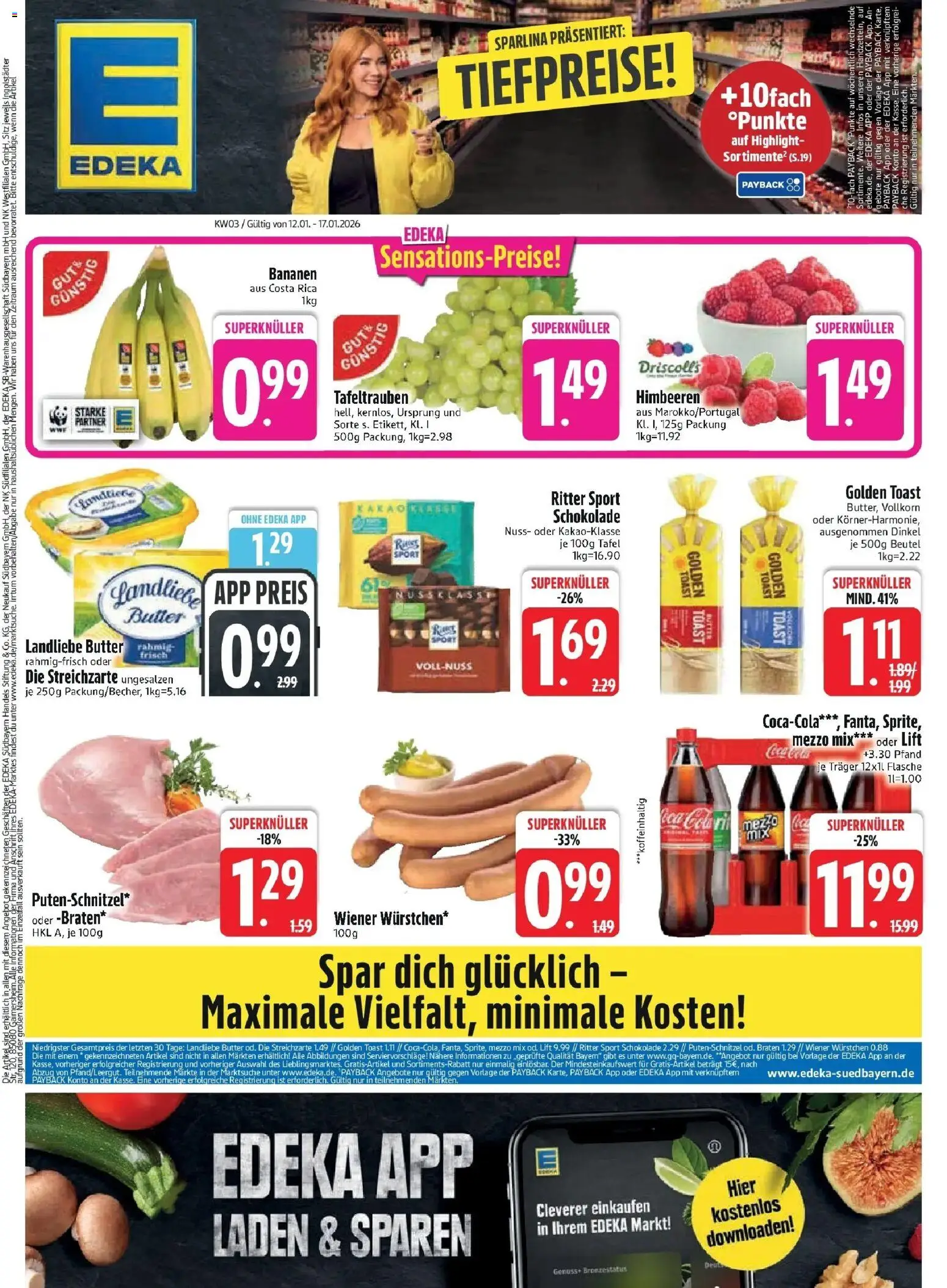 Edeka prospekt Altomünster	 – gültig ab 11.01.2026 | Seite: 3 | Produkte: Himbeeren, Schokolade, Bananen, Putenschnitzel