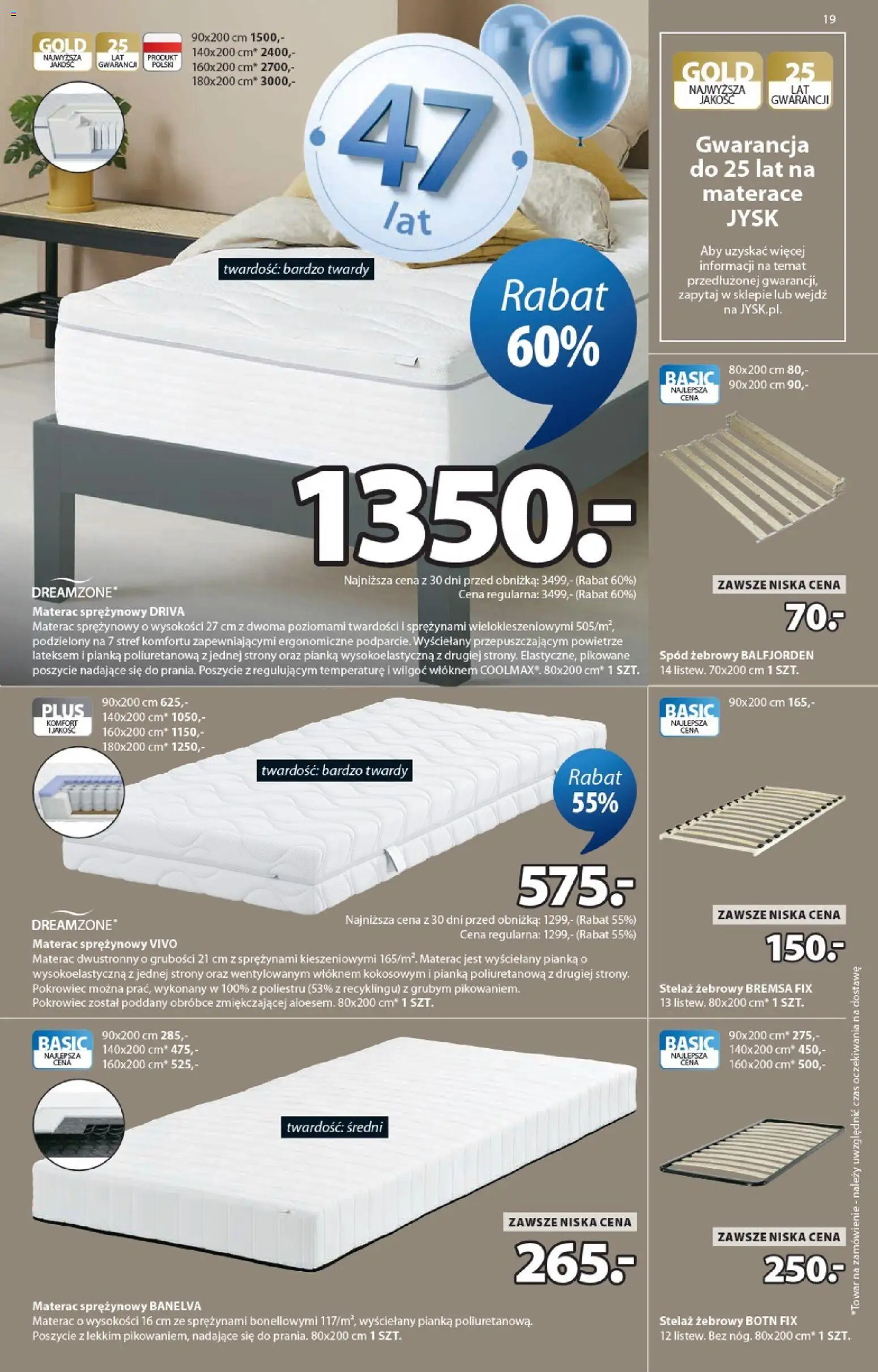 JYSK gazetka od 22.04.2026 | Strona: 19 | Produkty: Materac