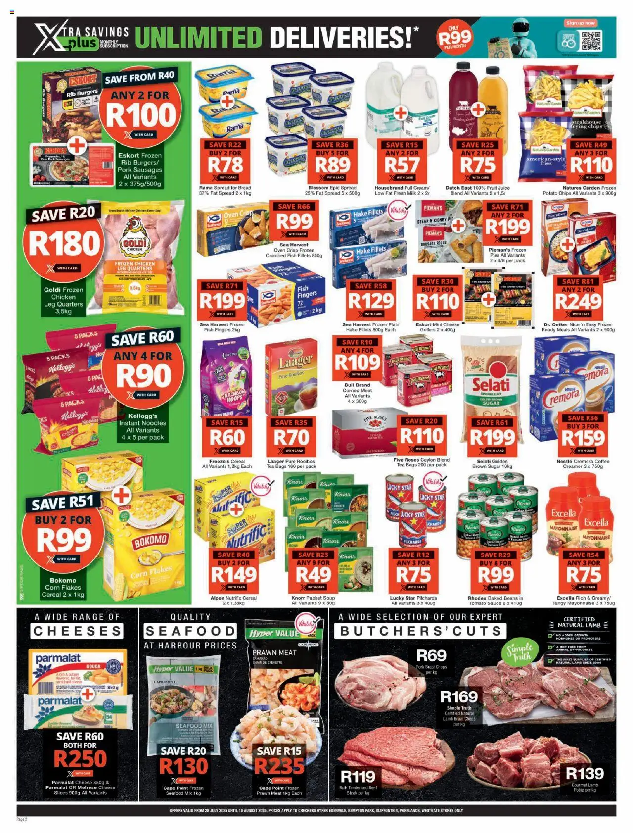 Checkers Gauteng -  Hyper July Month-End Promotion │ valid from 28.07.2025 | Page: 2 | Products: Steak, Chicken, Tea, Fruit