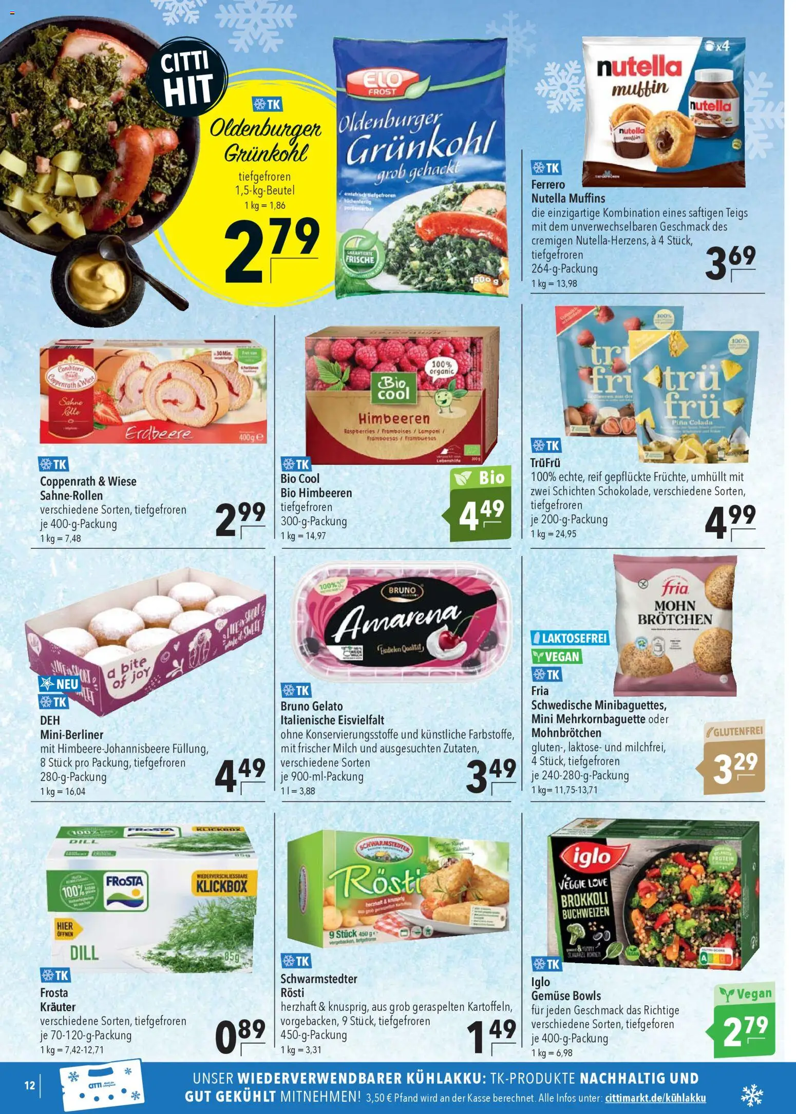 CITTI Markt Prospekt 	 – gültig ab 28.01.2026 | Seite: 12 | Produkte: Milch, Iglo, Nutella, Brokkoli