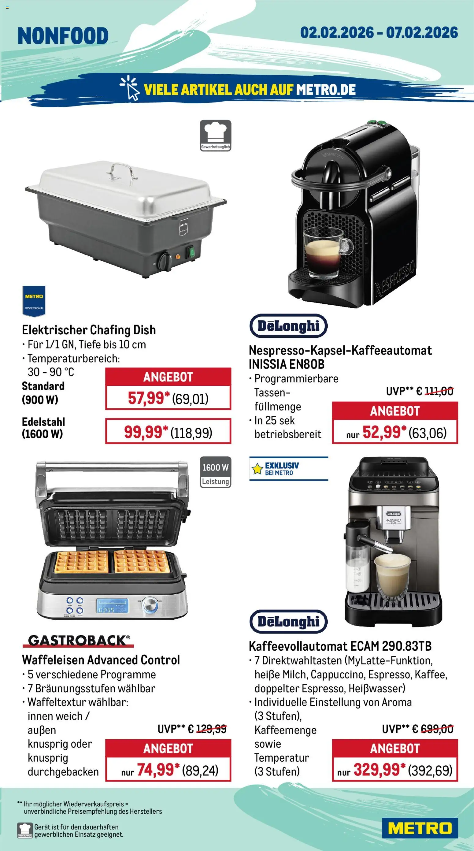 Metro Prospekt 	 – gültig ab 02.02.2026 | Seite: 22 | Produkte: Kaffeevollautomat, Waffeleisen