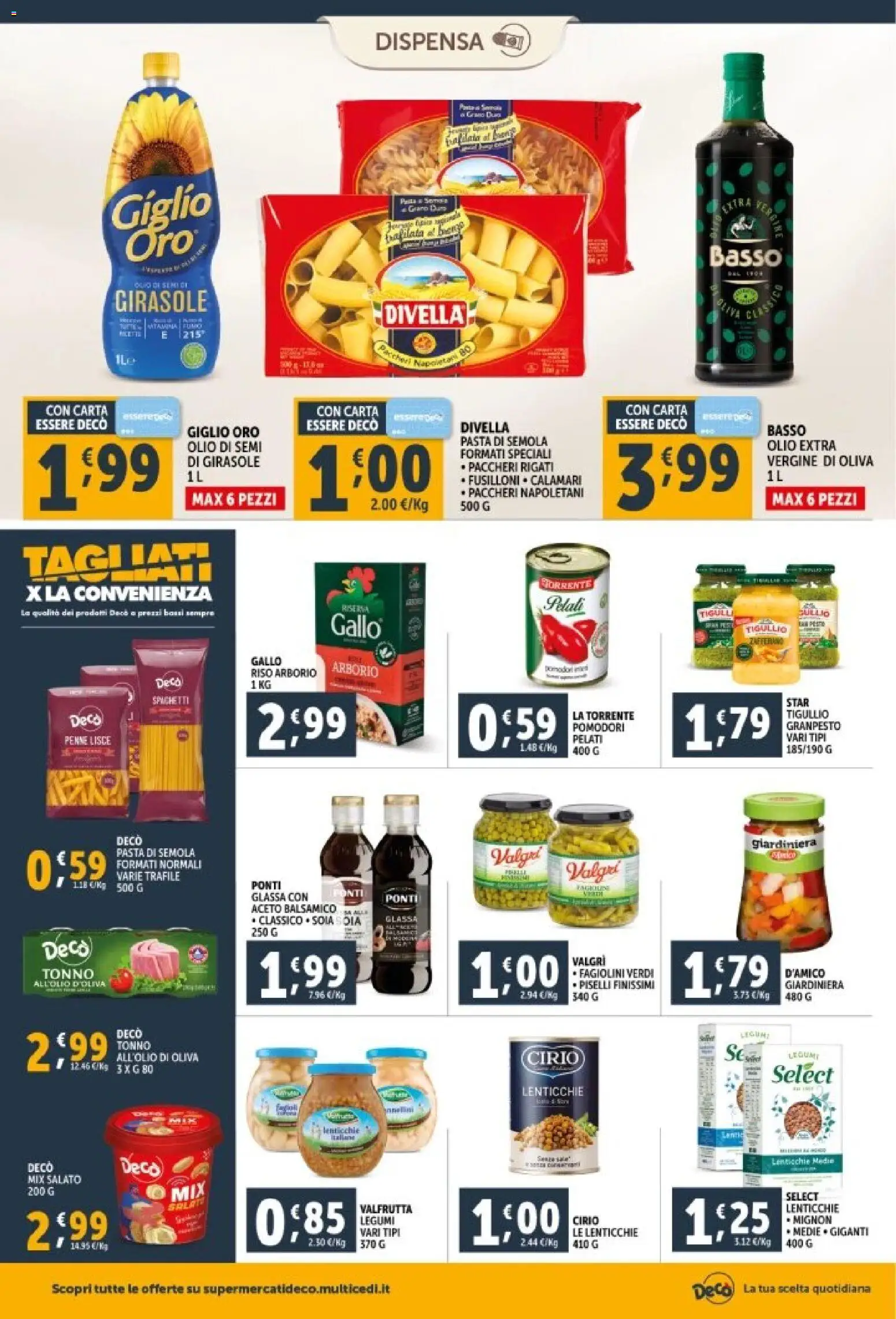 Volantino Decò del 29.12.2025 | Pagina: 18 | Prodotti: Pasta, Tonno, Aceto, Penne