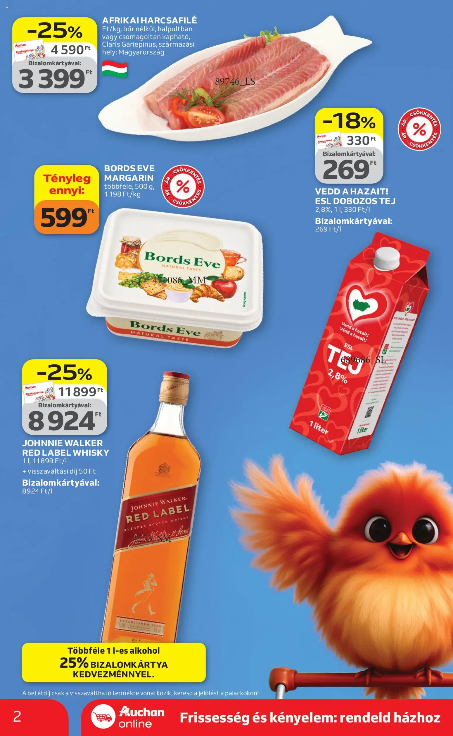 Auchan akciós ujság - amely érvényes a következő dátumtól: 26.03.2026 | Oldal: 2 | Termékek: Alkohol, Margarin, Tej, Bor