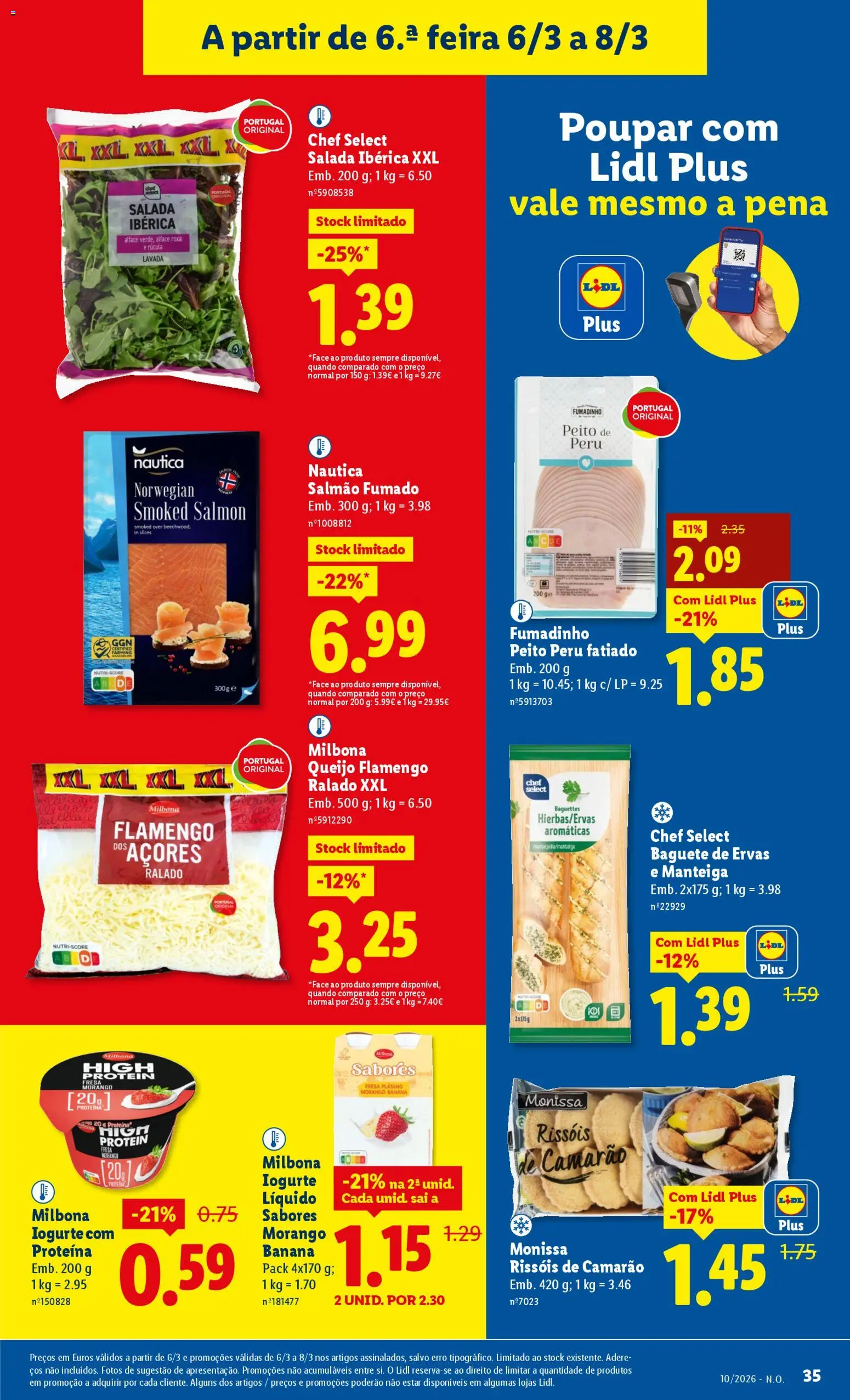 Lidl folheto │ válido de 02.03.2026 | Página: 35 | Produtos: Rúcula, Salmão, Iogurte liquido, Alface