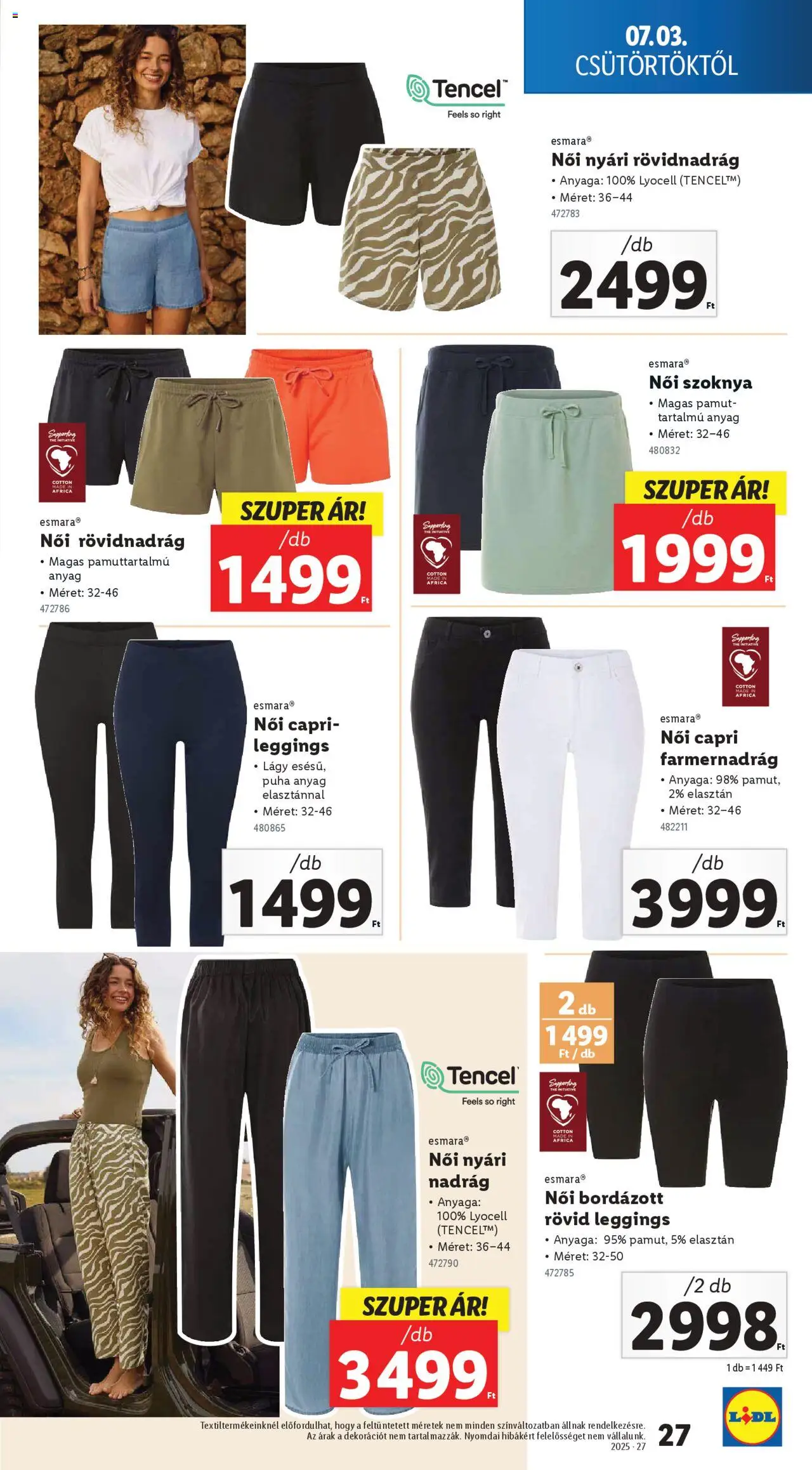 Lidl akciós ujság - amely érvényes a következő dátumtól: 03.07.2025 | Oldal: 27 | Termékek: Farmernadrág, Szoknya, Nadrág, Rövidnadrág