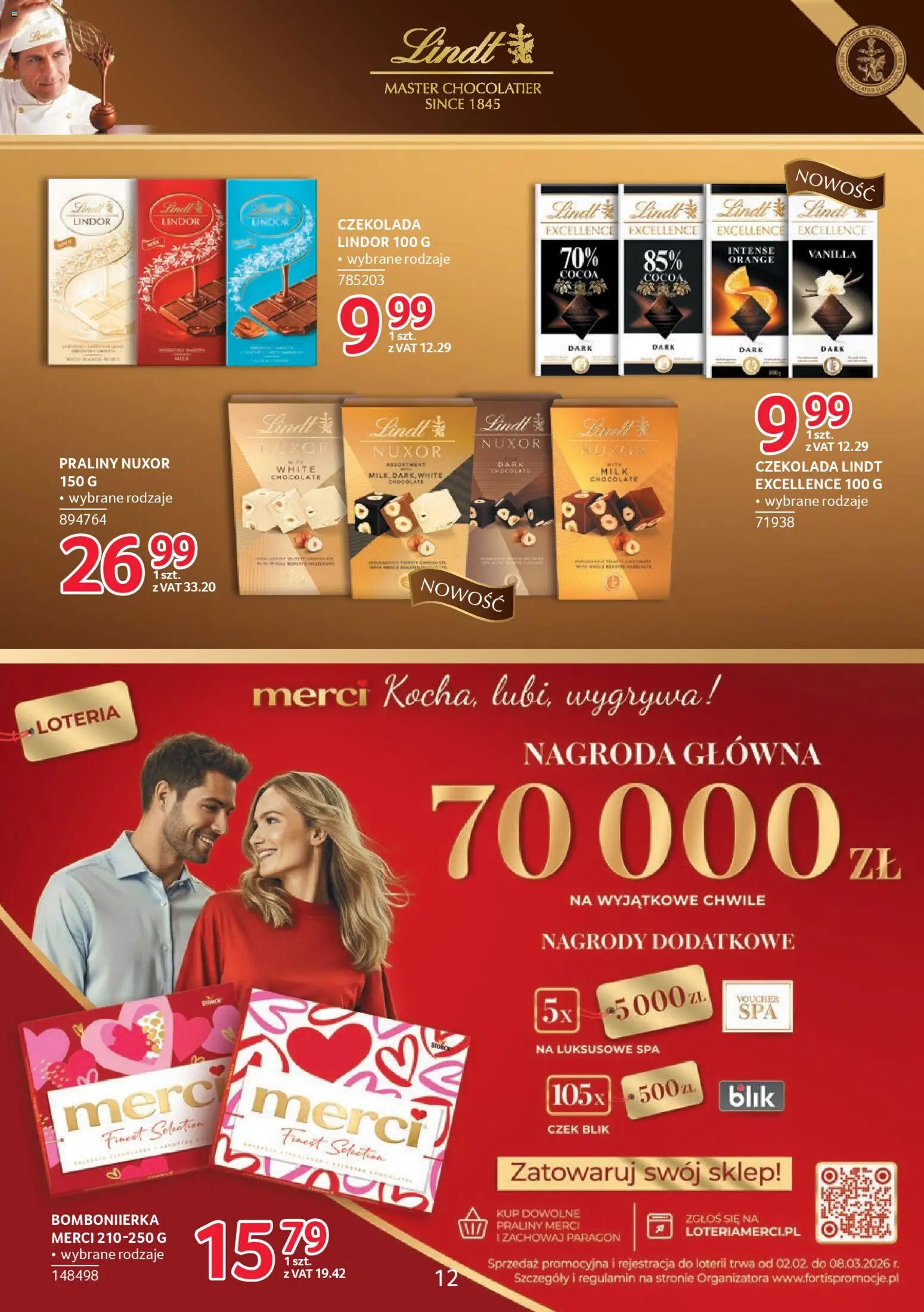Selgros cash&carry Gazetka - Markowe produkty od 05.02.2026 | Strona: 12 | Produkty: Czekolada lindt, Praliny, Merci, Czekolada