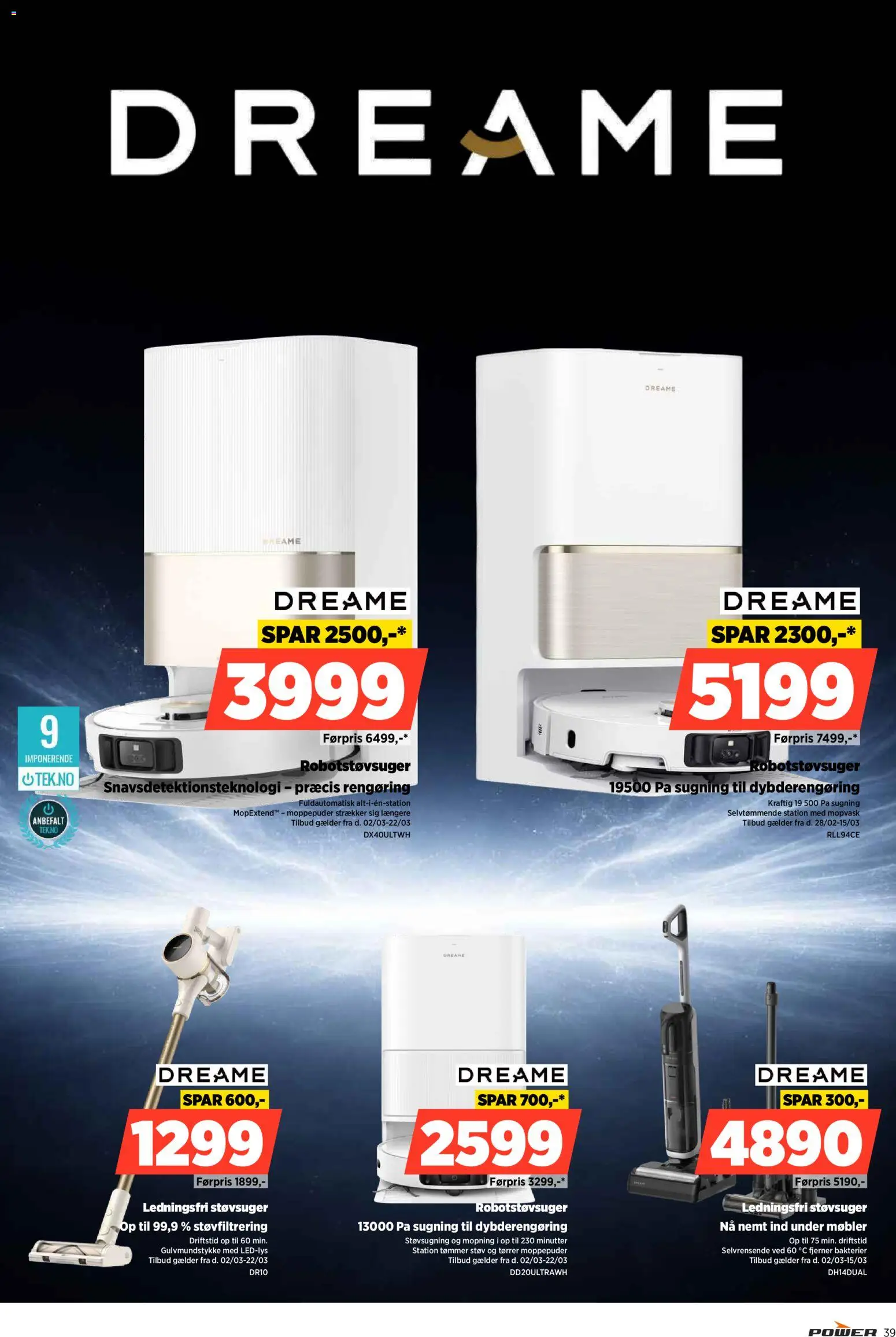 Power tilbudsavis – gyldig fra 03.04.2026 | Side: 39 | Produkter: Robotstøvsuger, Støvsuger