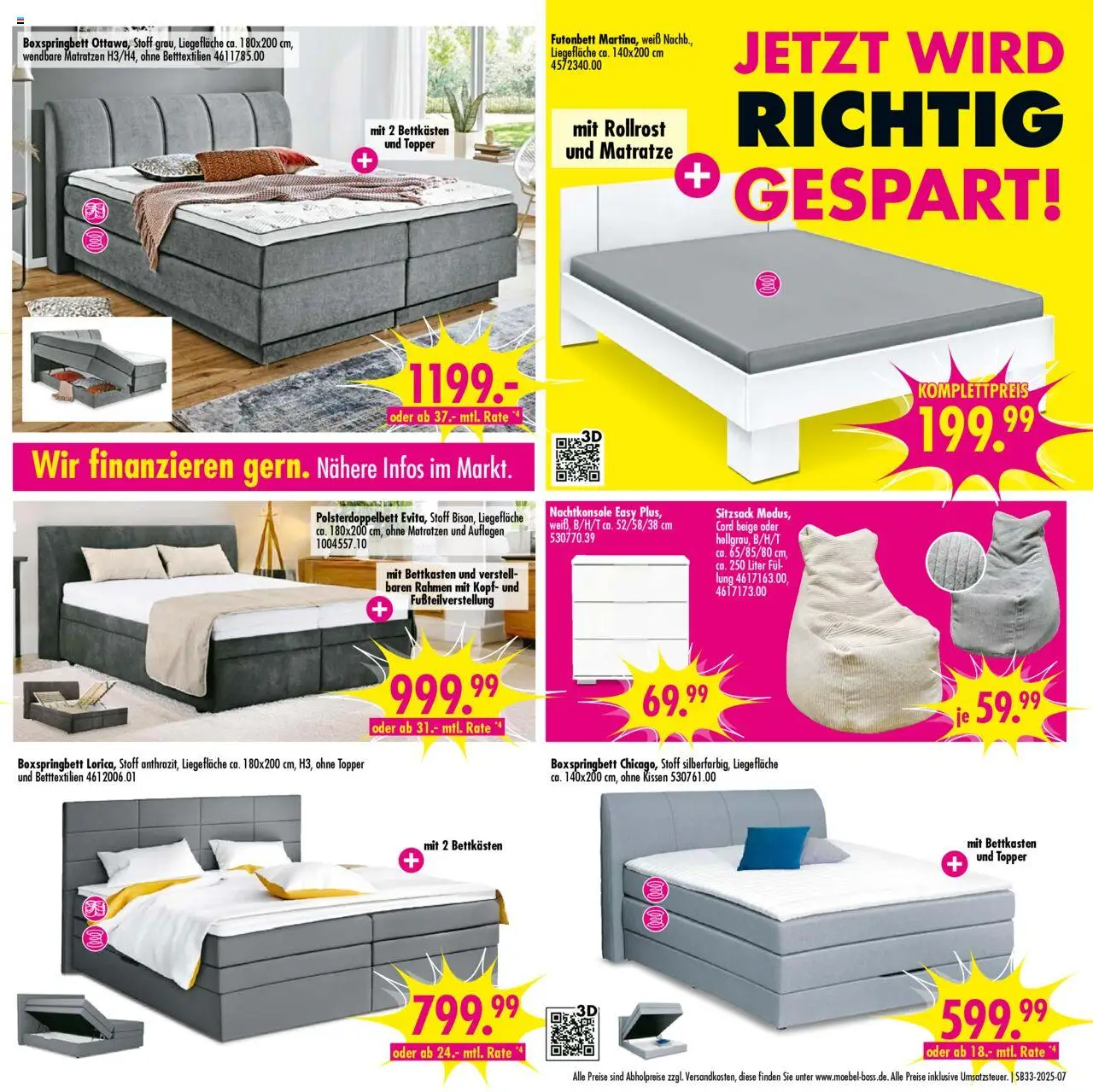 SB Möbel Boss Prospekt 	 - gültig ab dem 09.08.2025 | Seite: 7 | Produkte: Sitzsack, Matratze, Kissen, Topper