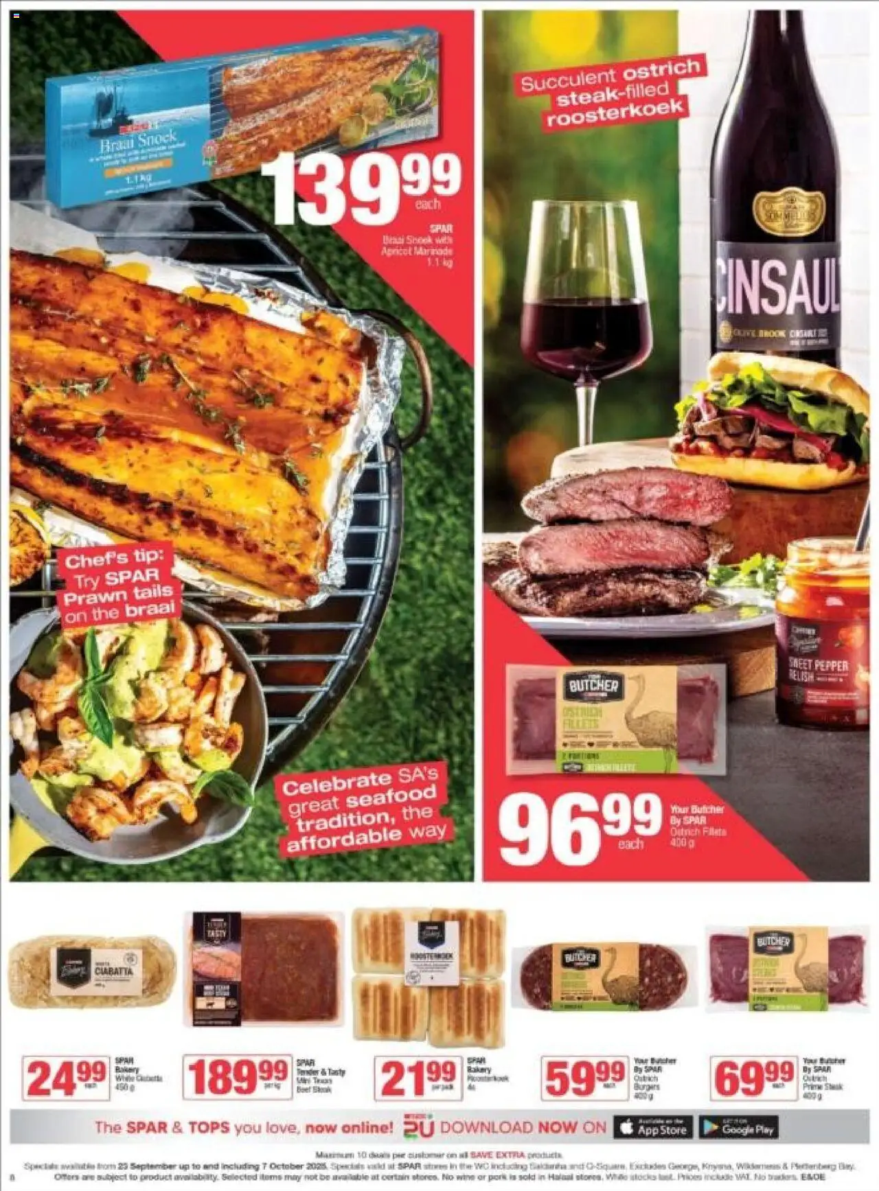 New Spar catalogue – valid from 23.09.2025 | Page: 8 | Products: Bakery, Wine, Pork, Seafood