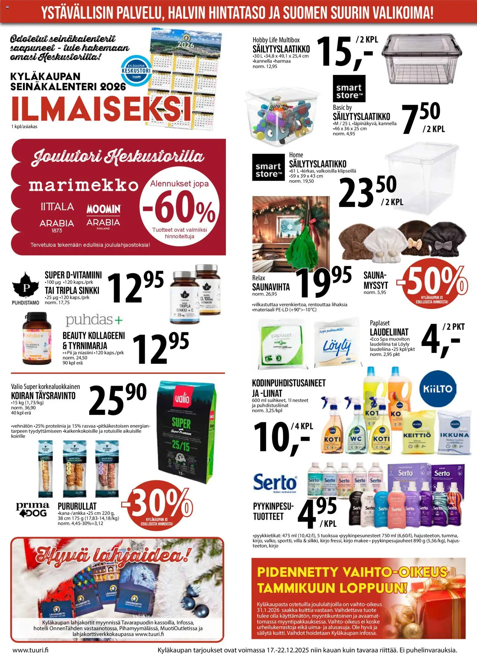 Tuuri tarjoukset – voimassa 17.12.2025 alkaen | Sivu: 10 | Tuotteet: Puhdistusliinat, Saunavihta, Keittiö