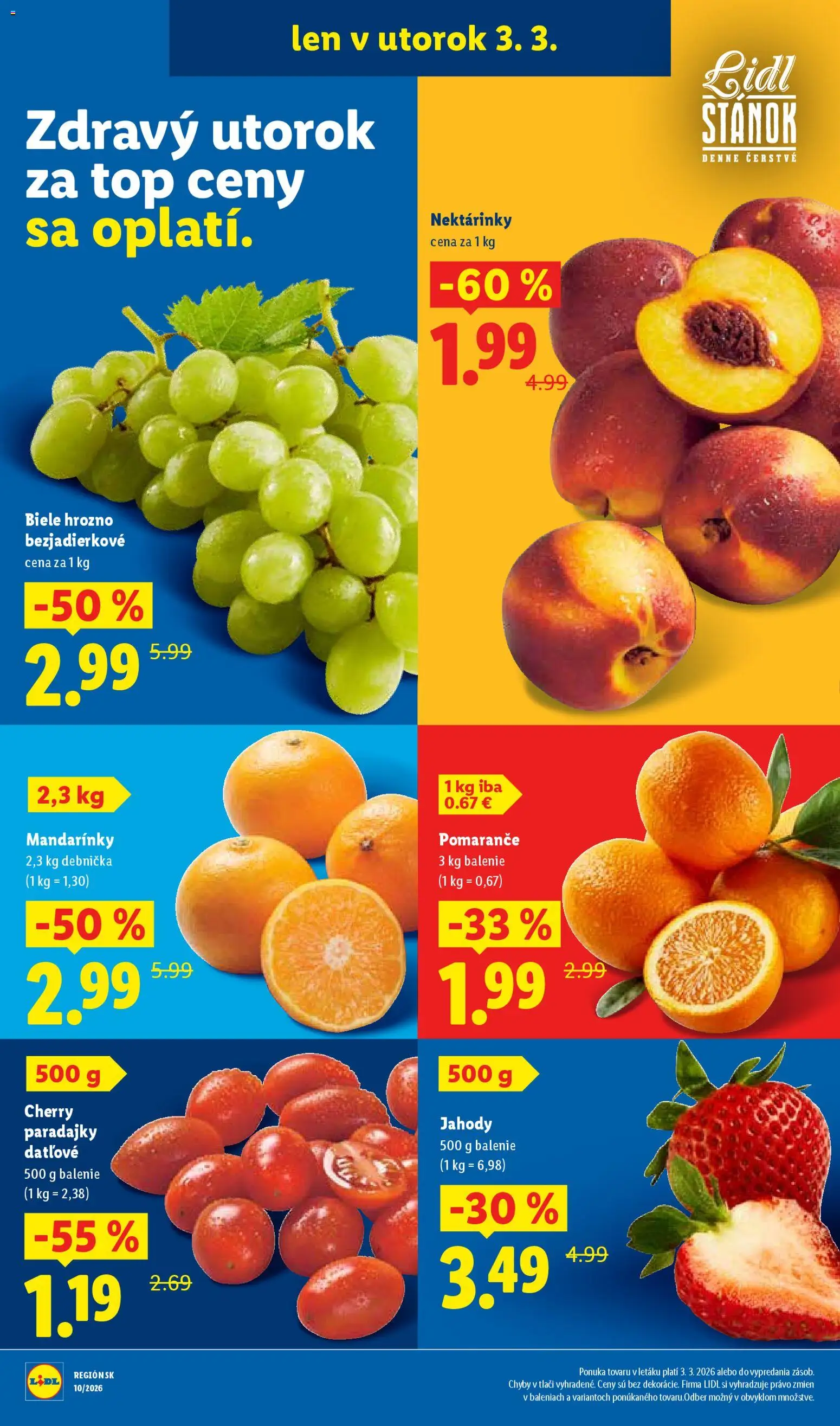 Nové Lidl akcie – leták je platný od 05.03.2026 | Strana: 56 | Produkty: Paradajky, Jahody, Mandarinky, Cherry paradajky