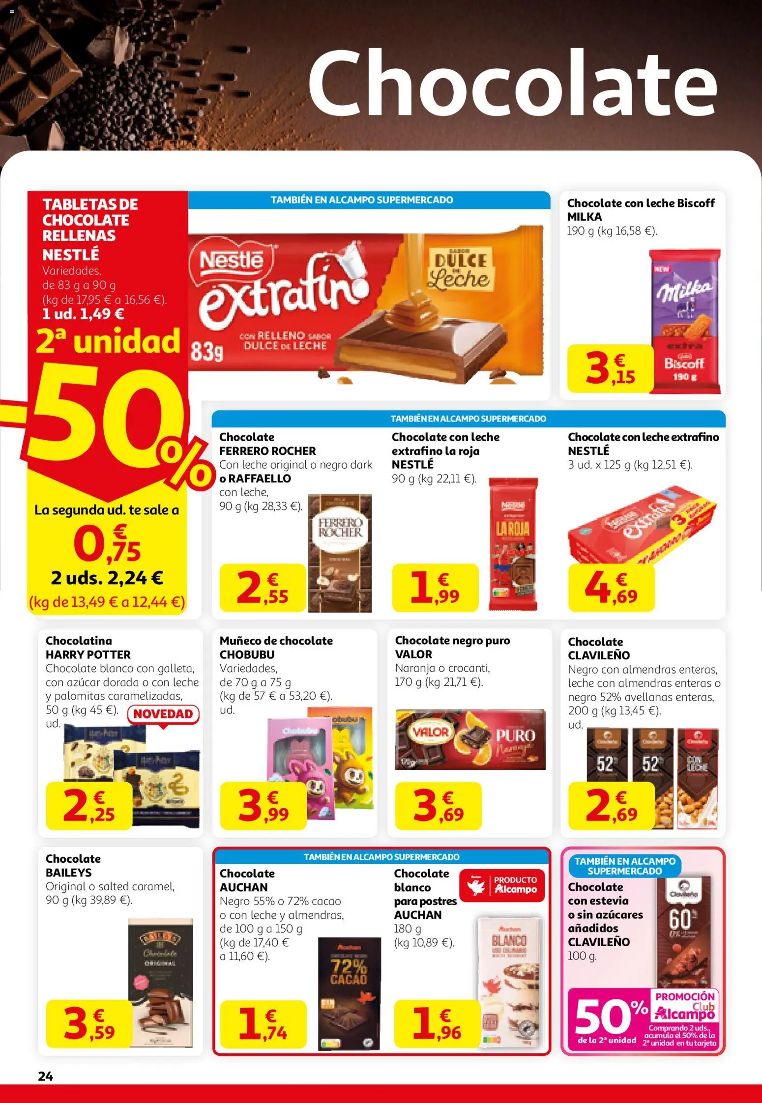 Alcampo -  HG Madrid Unificado │ válido desde el 12.02.2026 | Página: 24 | Productos: Leche, Té, Chocolate con leche, Φρυγανιές σικάλεως