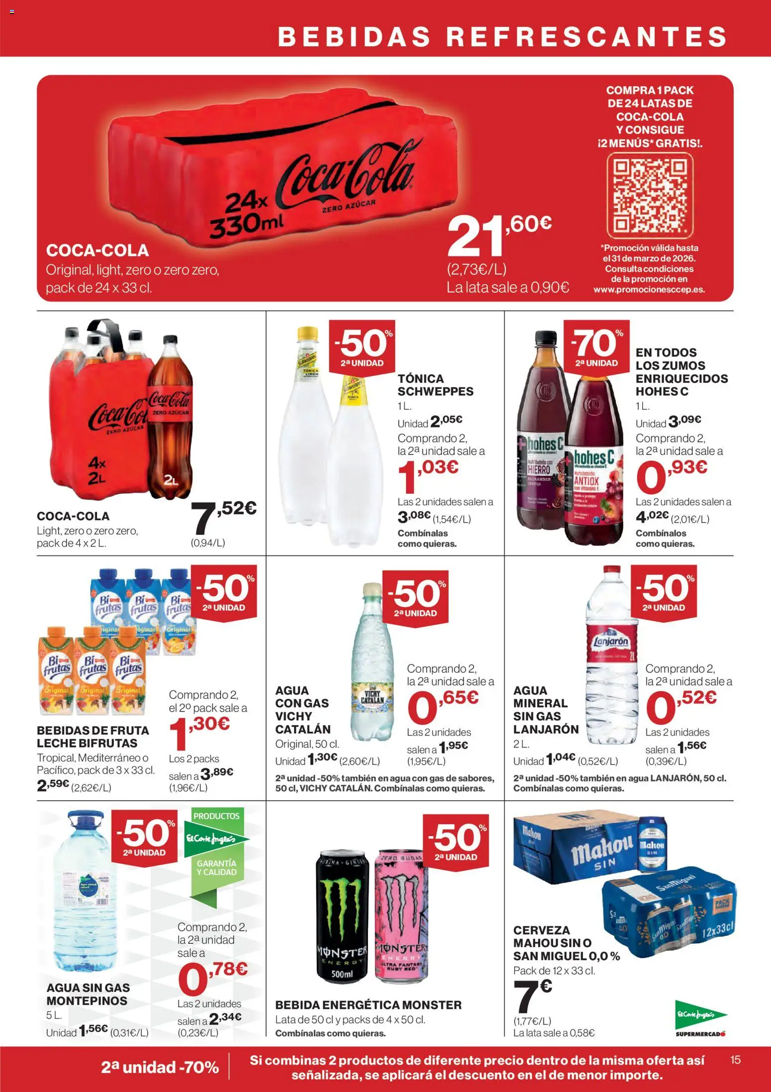 El Corte Inglés ofertas │ válido desde el 12.03.2026 | Página: 15 | Productos: Leche, Cerveza, Agua con gas