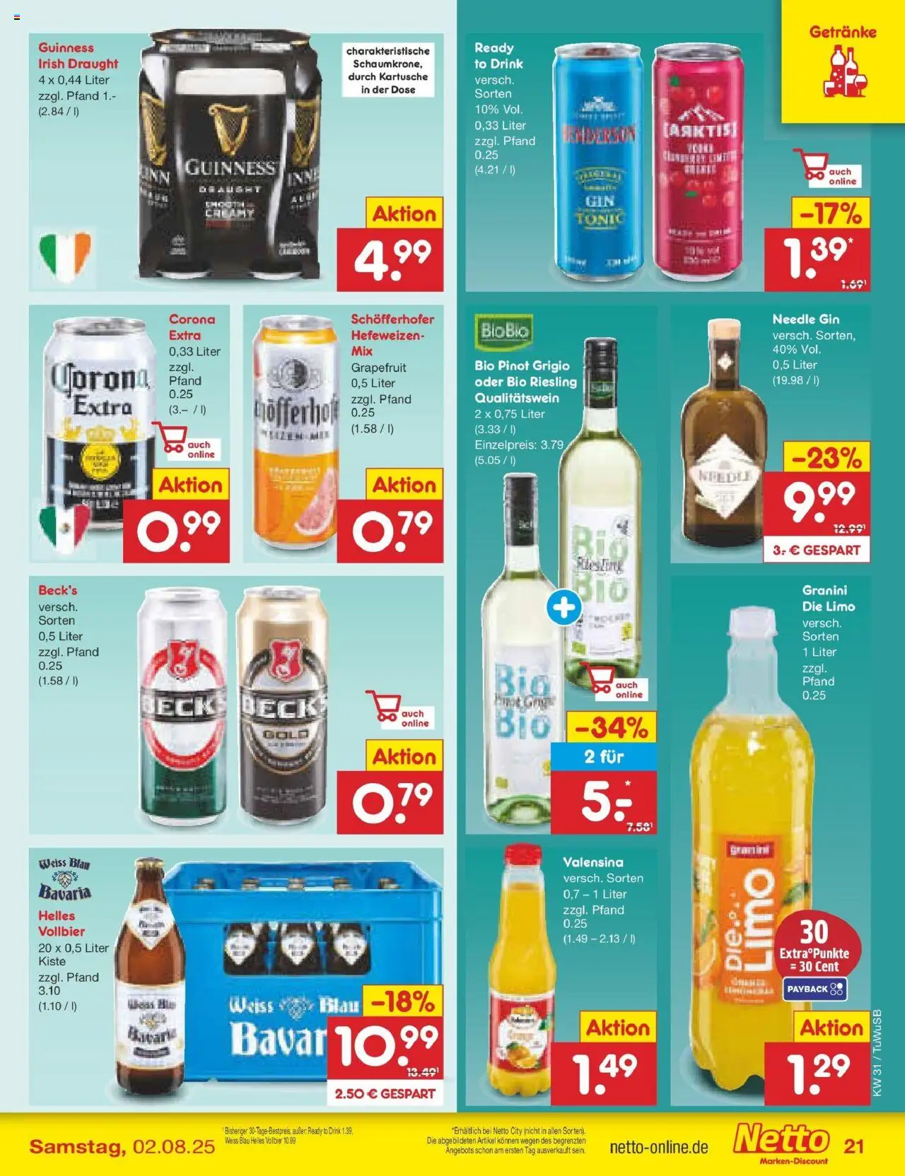 Netto Marken-Discount prospekt Calw-Stammheim	 - gültig ab dem 27.07.2025 | Seite: 33 | Produkte: Valensina, Grapefruit, Granini, Gin