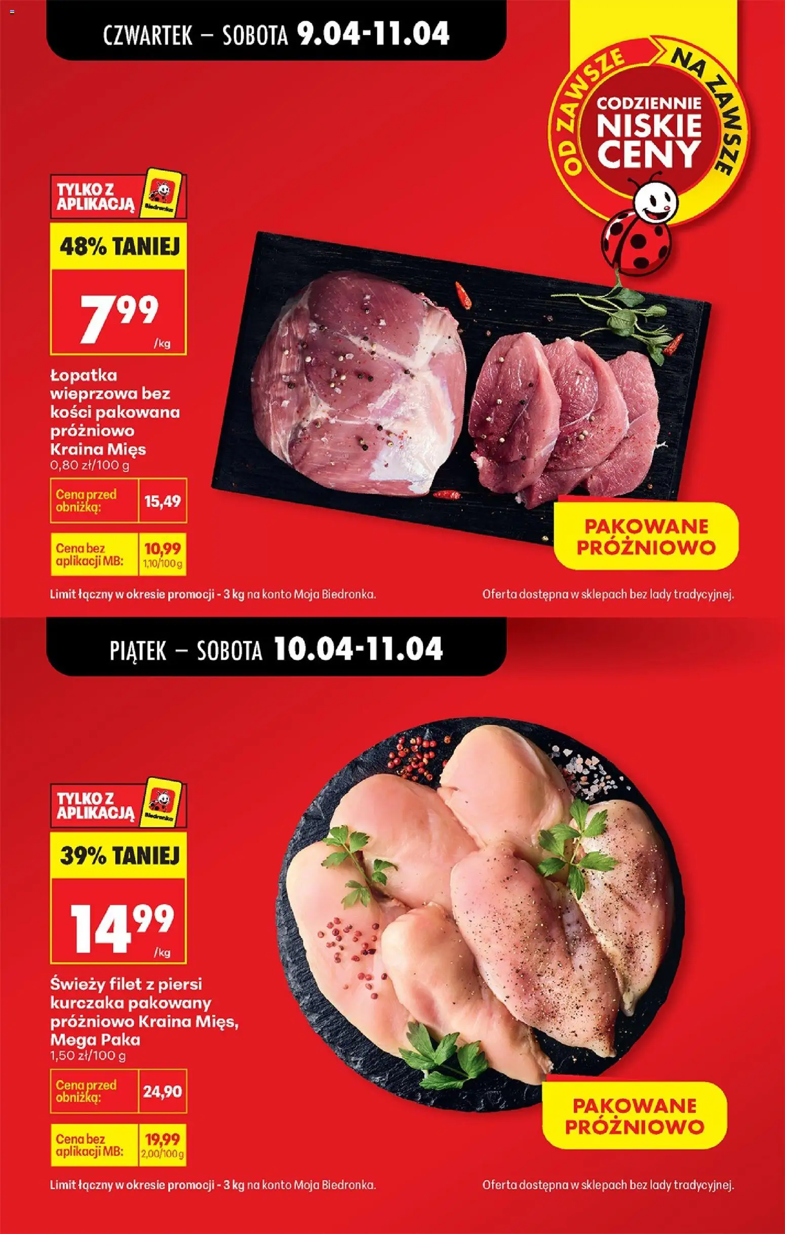 Biedronka gazetka od czwartku od 09.04.2026 | Strona: 8 | Produkty: Piersi, Kraina mięs, Łopatka wieprzowa, Filet z piersi kurczaka