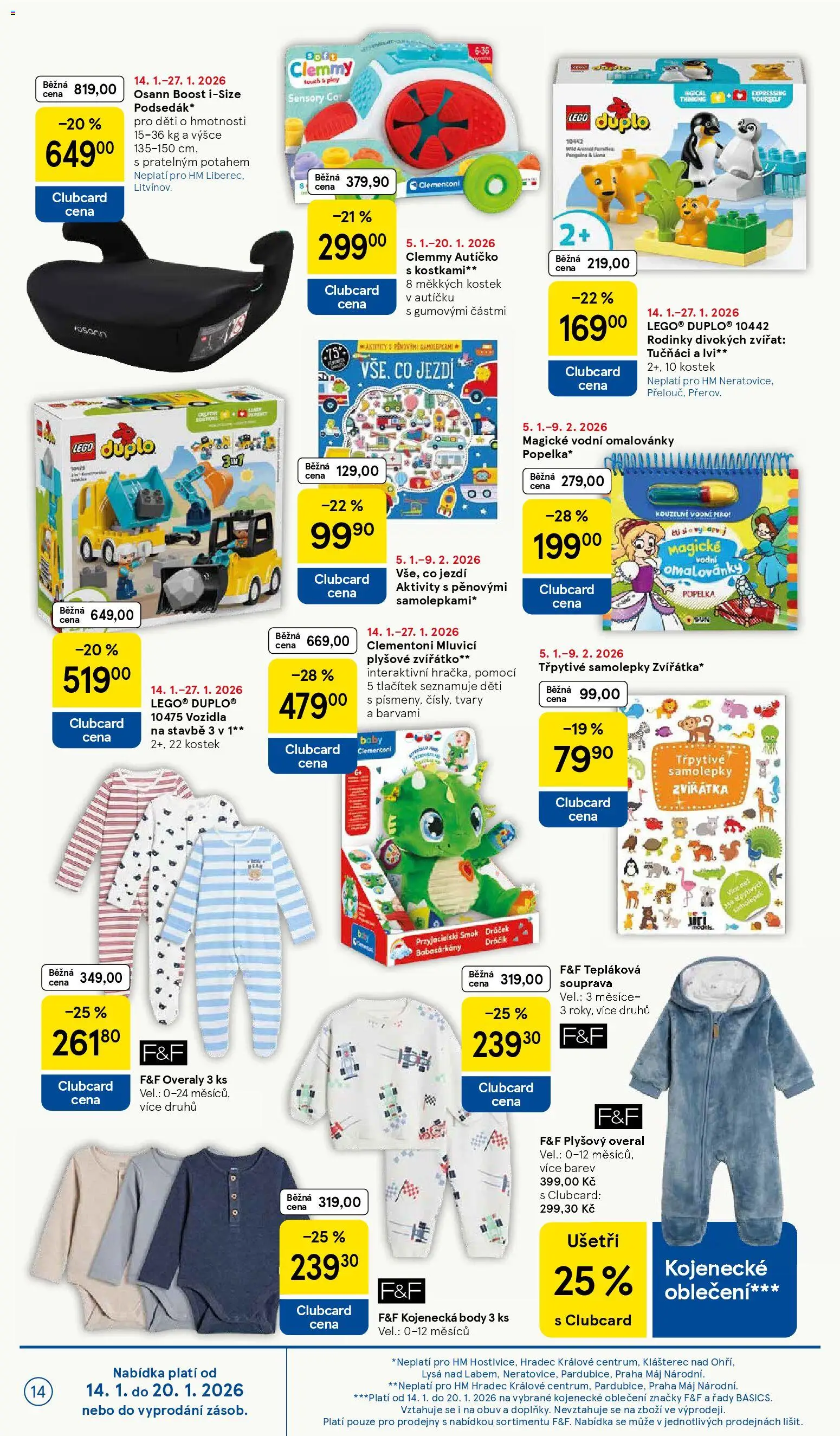 Tesco leták - Hypermarket od 14.01.2026 | Strana: 14 | Produkty: LEGO, F&F, Obuv, Lego duplo