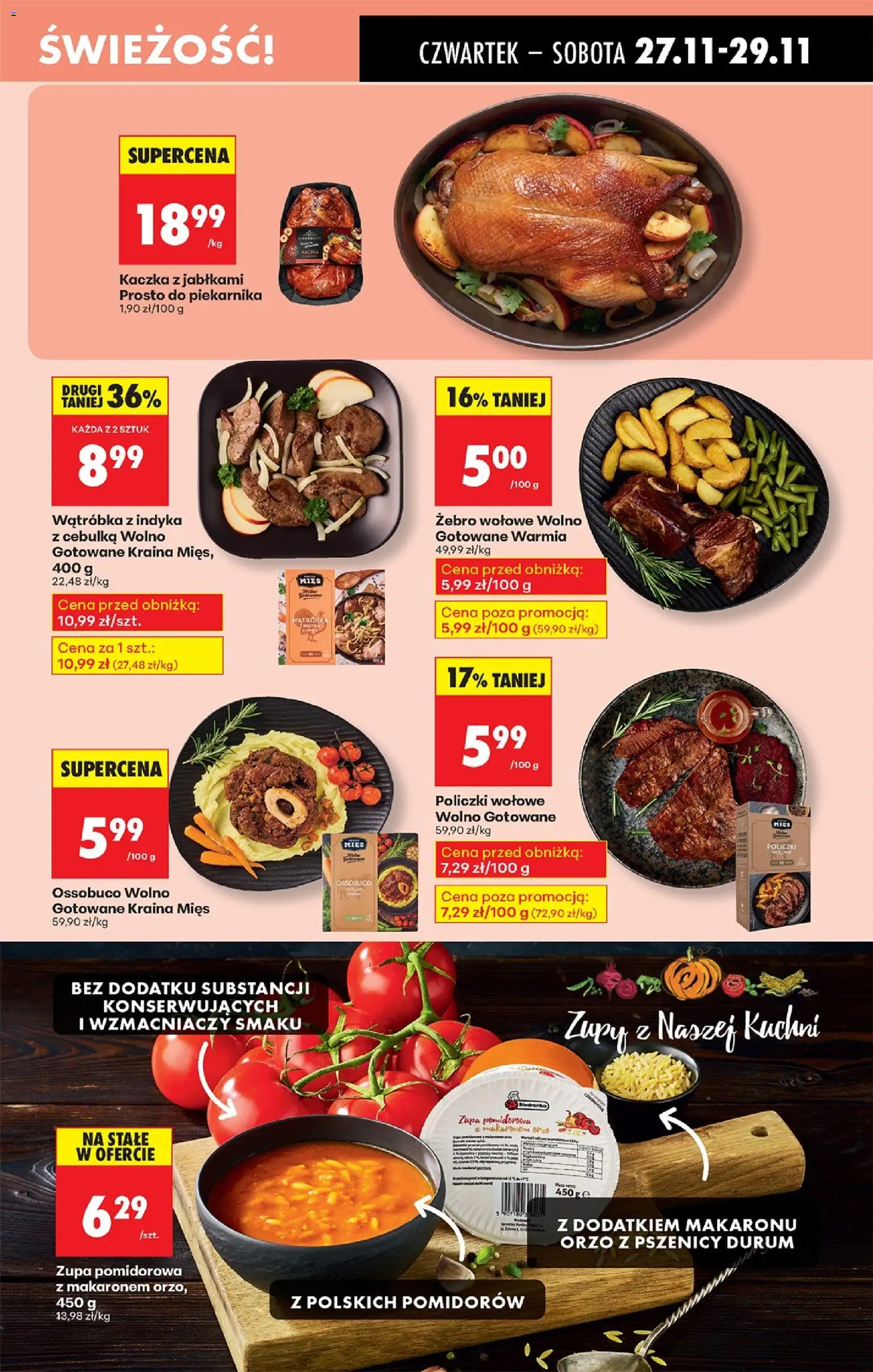 Biedronka Black Friday od 27.11.2025 | Strona: 29 | Produkty: Kraina mięs, Kaczka, Wolno gotowane, Policzki wołowe