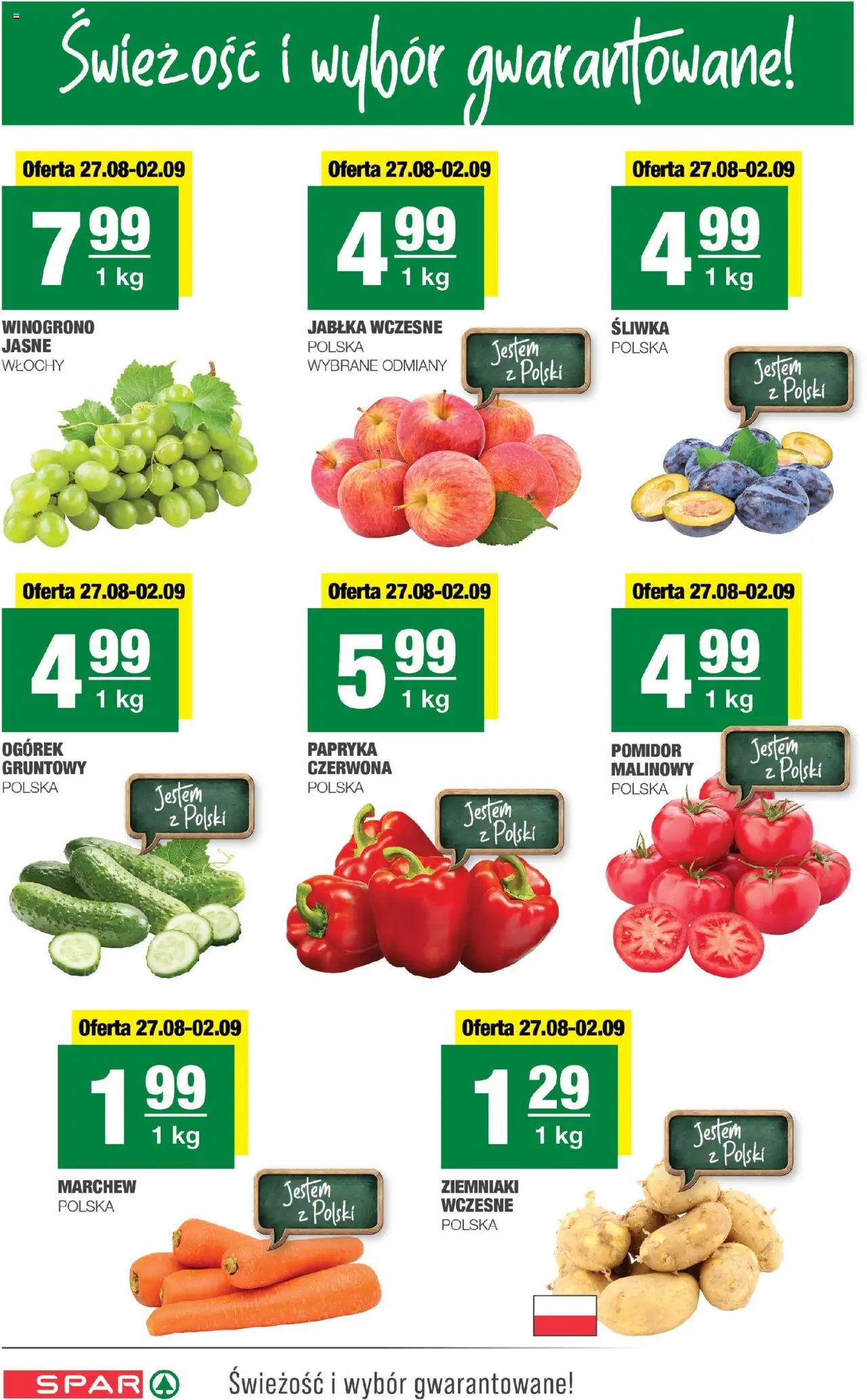 Spar Gazetka od 27.08.2025 | Strona: 2 | Produkty: Winogrono, Papryka, Jabłka, Ziemniaki