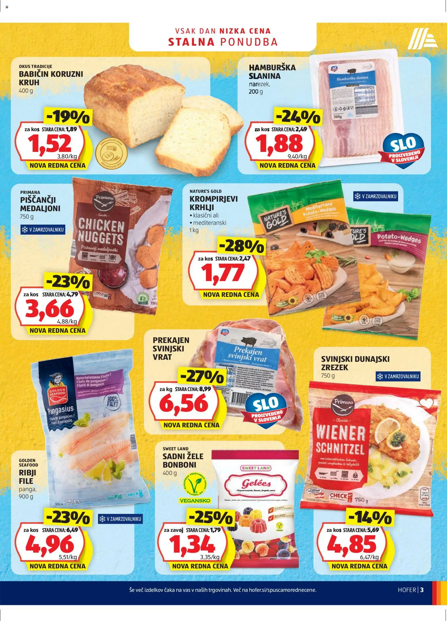 Novi Hofer katalog ponudbe – veljaven od 21.01.2026 | Stran: 3 | Izdelki: Bonboni, Kos, Slanina, Kruh
